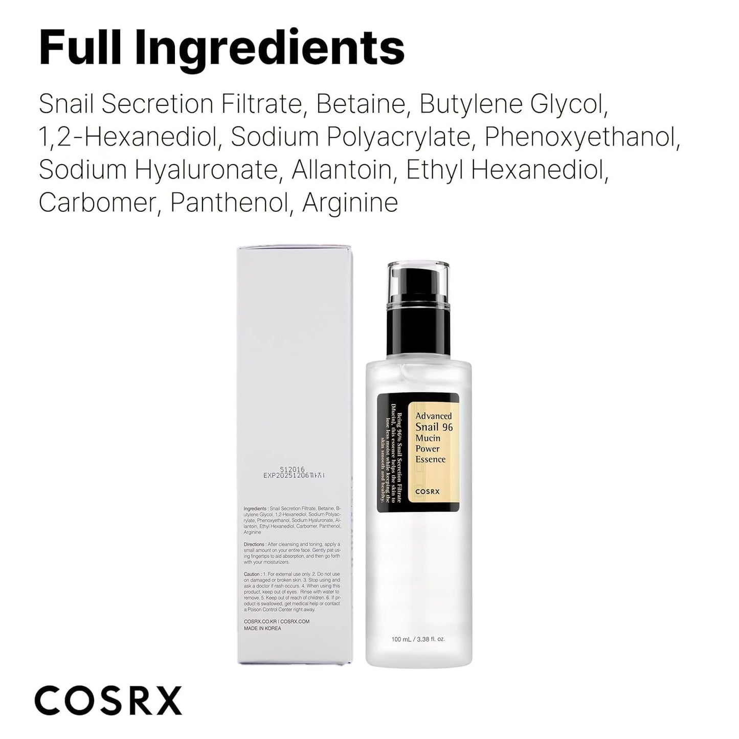 Snail Mucin Repair Essence Serum 100ml for Face Hydration