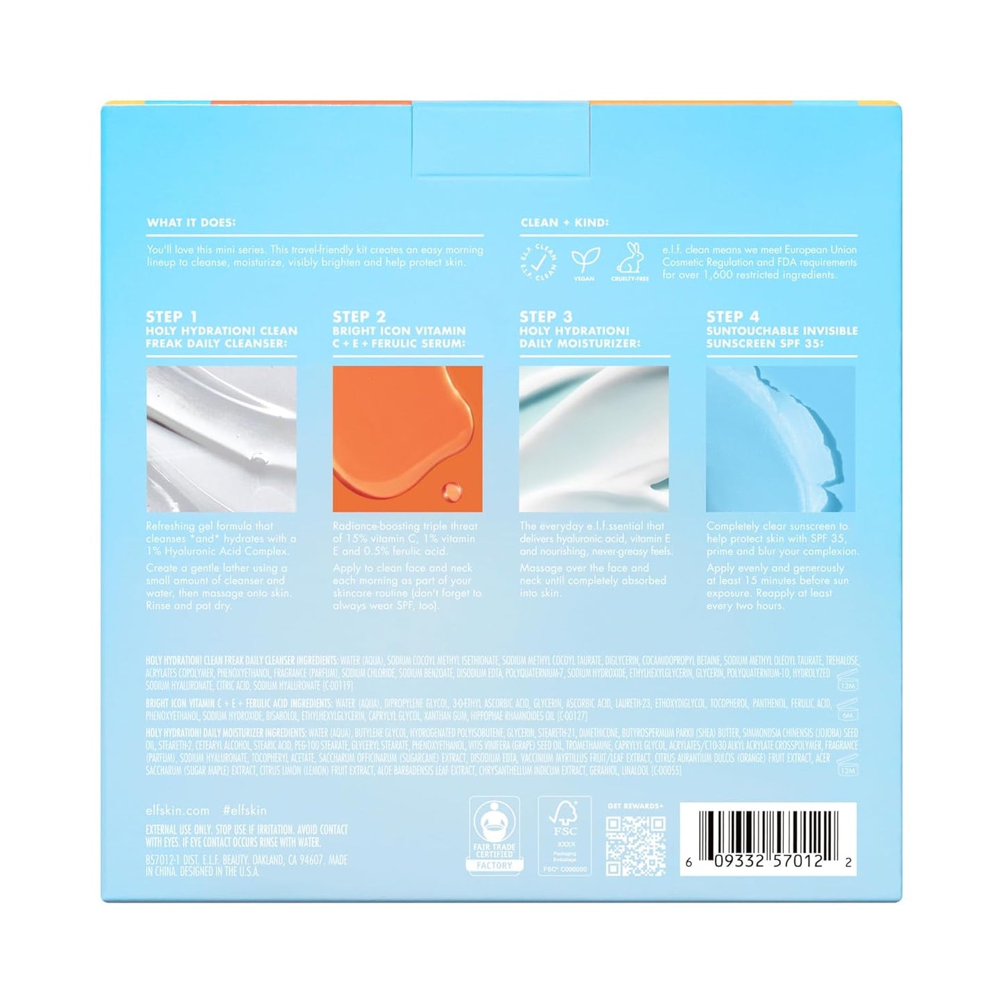 Travel Skincare Kit With Cleanser, Serum, SPF & Moisturizer