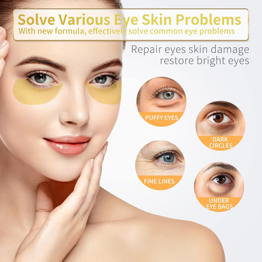 24K Gold Under Eye Patches with Hyaluronic Acid, 60-Count