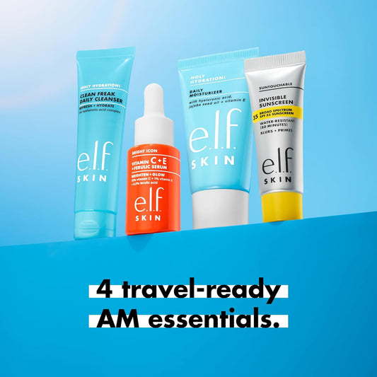 Travel Skincare Kit With Cleanser, Serum, SPF & Moisturizer