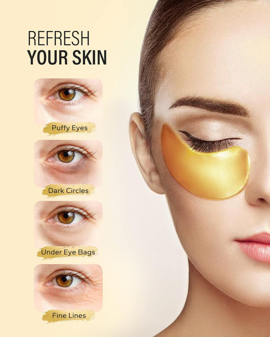 24K Gold Under Eye Masks – Hydrating Collagen Patches
