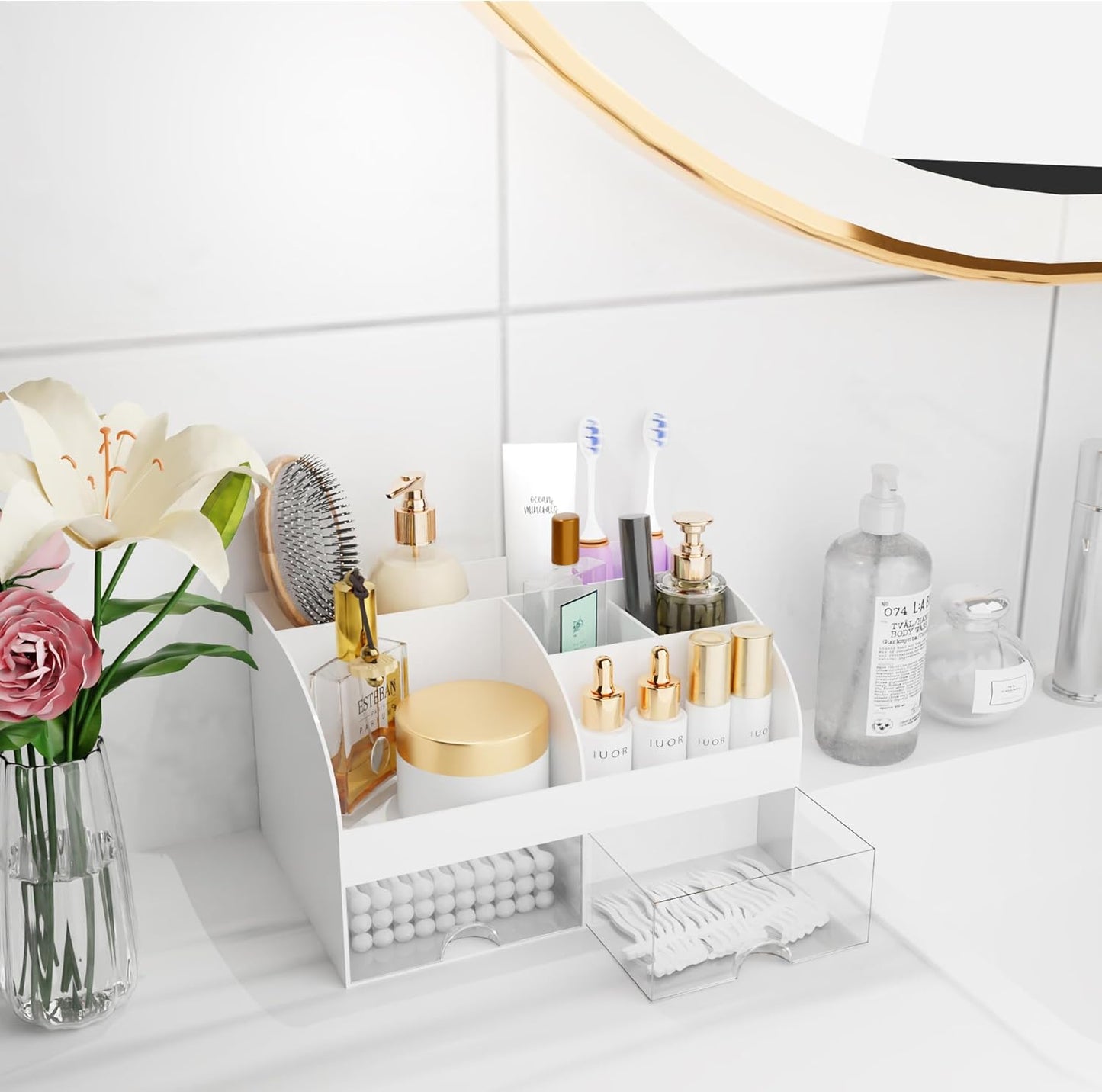 Makeup Organizer with Drawers for Vanity and Countertop