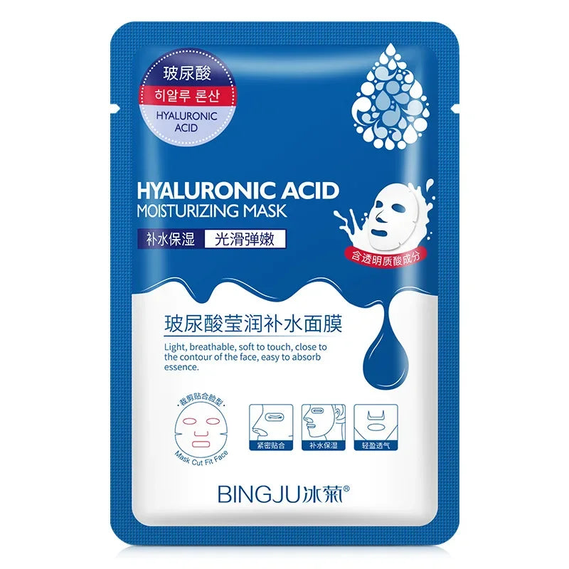Skin Haven Radiant Glow Face Masks, 10 hydrating facial sheet masks with hyaluronic acid for moisturizing and pore shrinking.