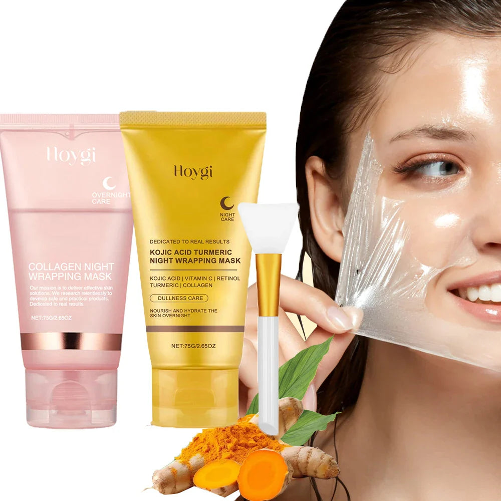 Two Skin Haven Radiant Glow Night Masks, deep cleansing collagen peel-off facial masks for pore tightening and oil control.