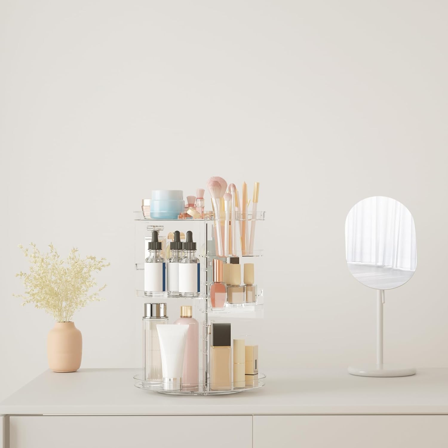 Rotating Makeup Organizer with 8 Adjustable Tiers