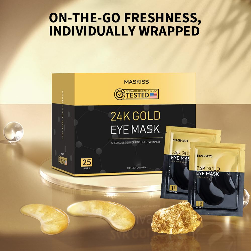 24K Gold Under Eye Masks – Hydrating Collagen Patches
