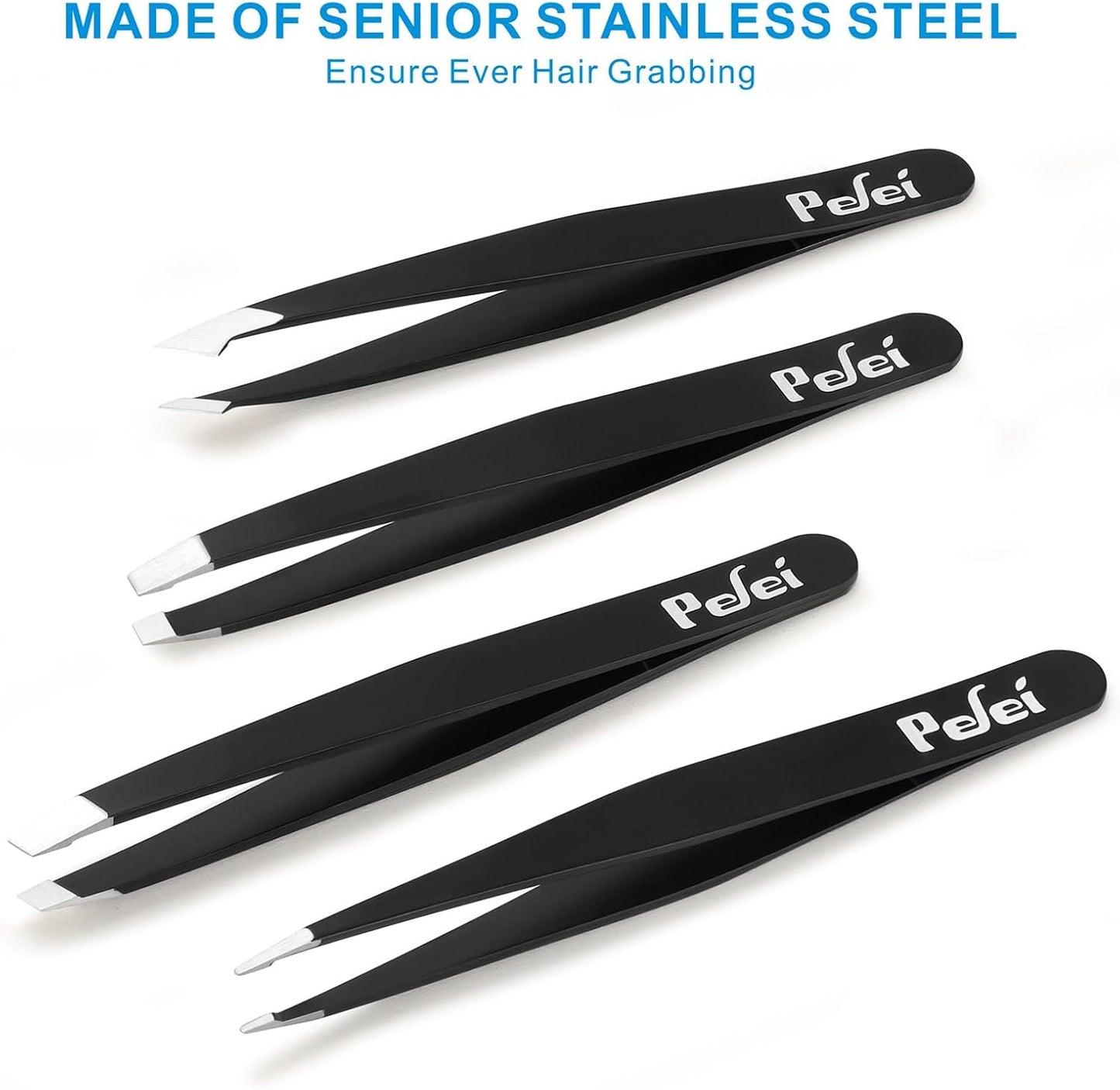 Stainless Steel Eyebrow Tweezers Set – Precision Hair Removal