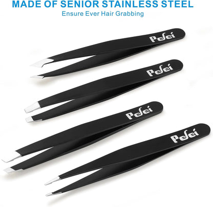 Stainless Steel Eyebrow Tweezers Set – Precision Hair Removal