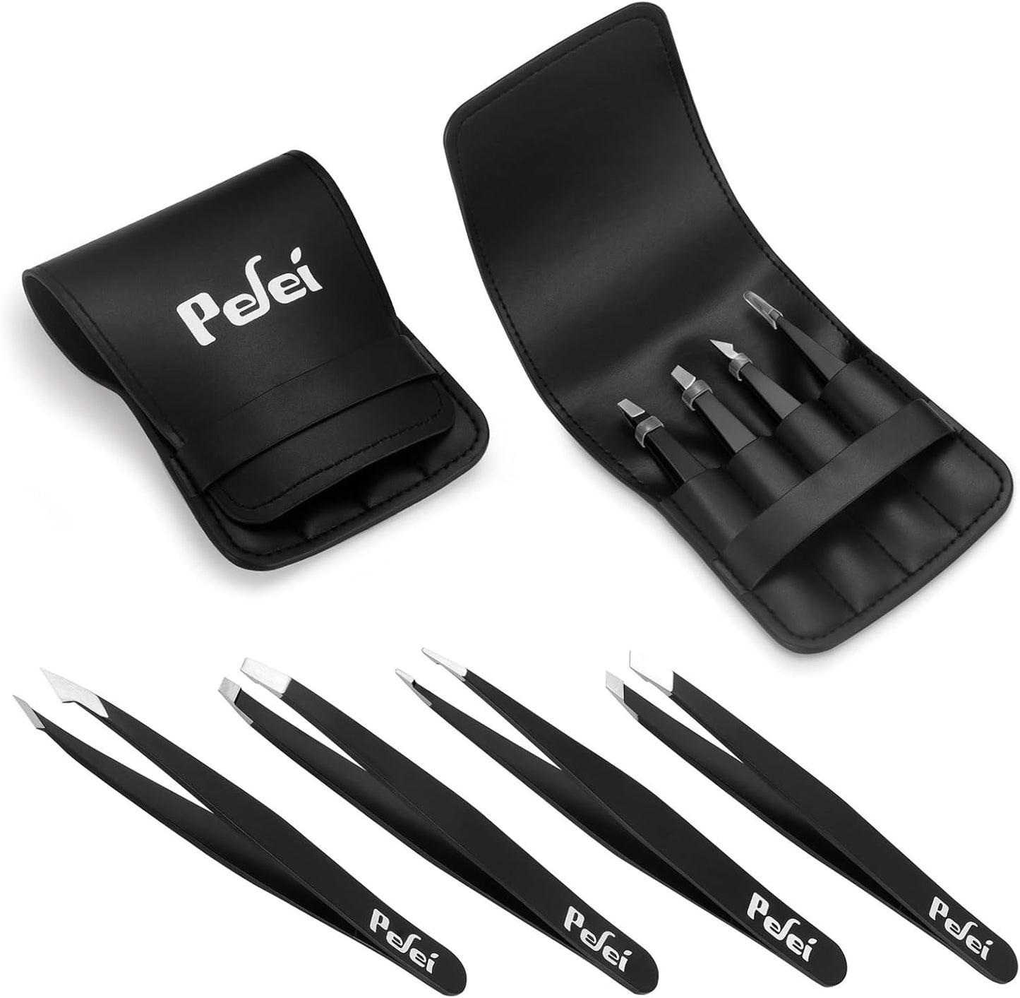 Stainless Steel Eyebrow Tweezers Set – Precision Hair Removal