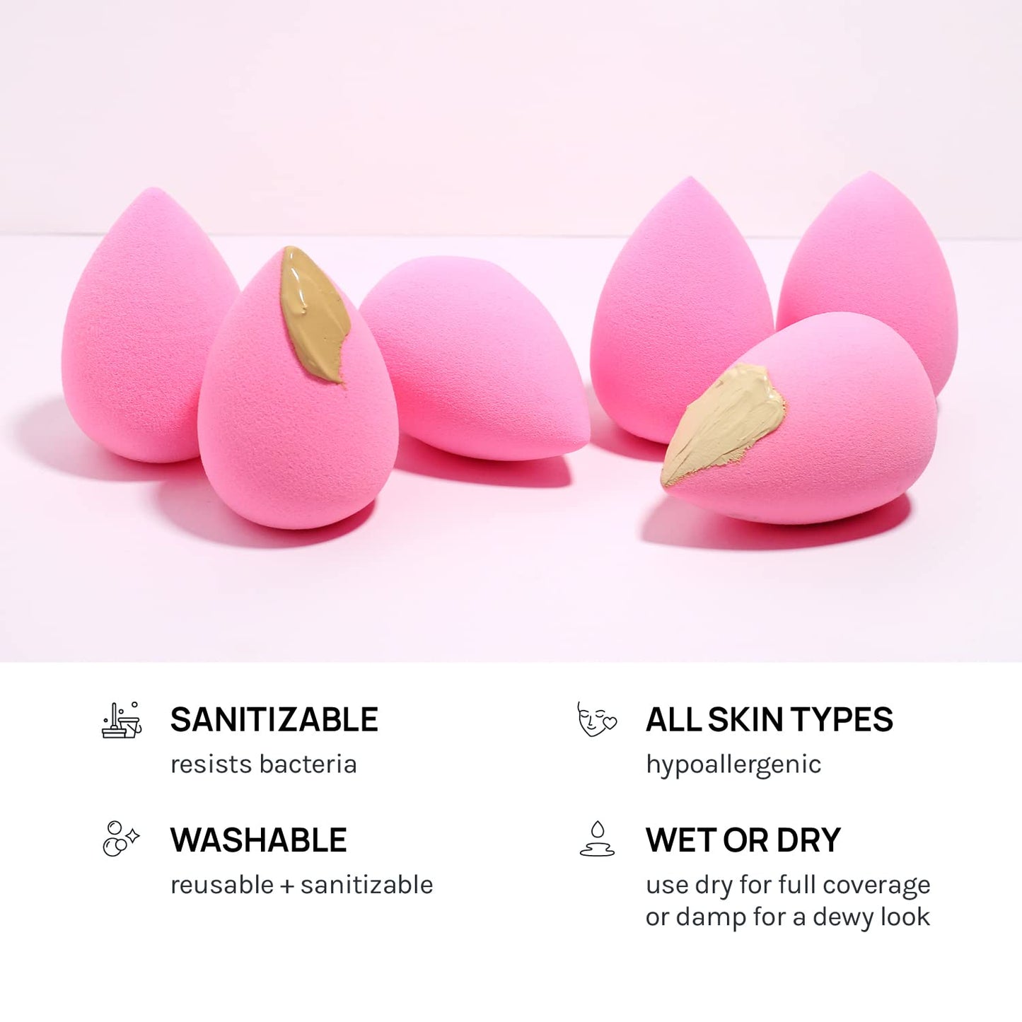 Latex-Free Makeup Sponge Set – Soft Blending Sponges (6-Pack)