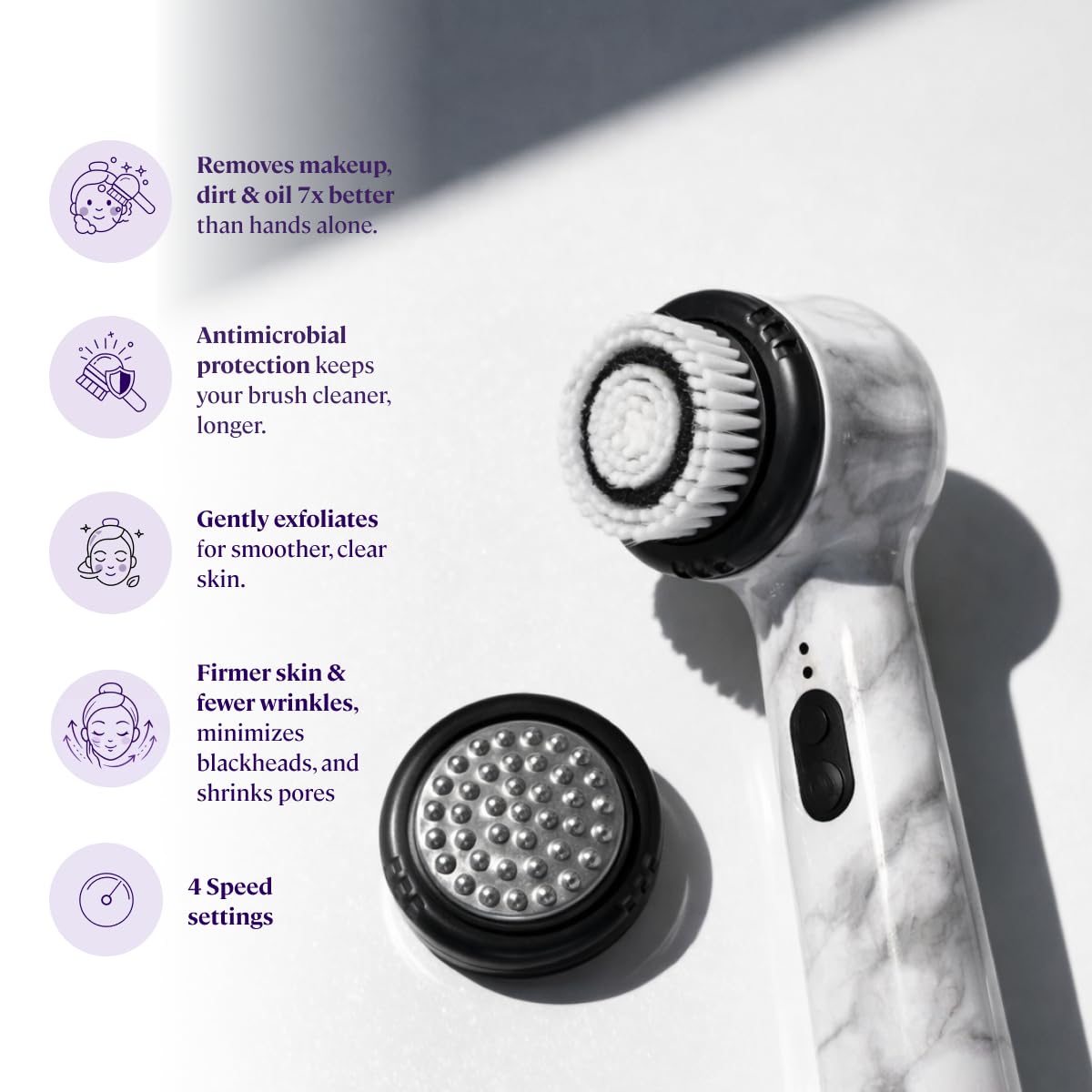 Soniclear Facial Cleansing Brush – Sonic, Antimicrobial, 4 Speeds