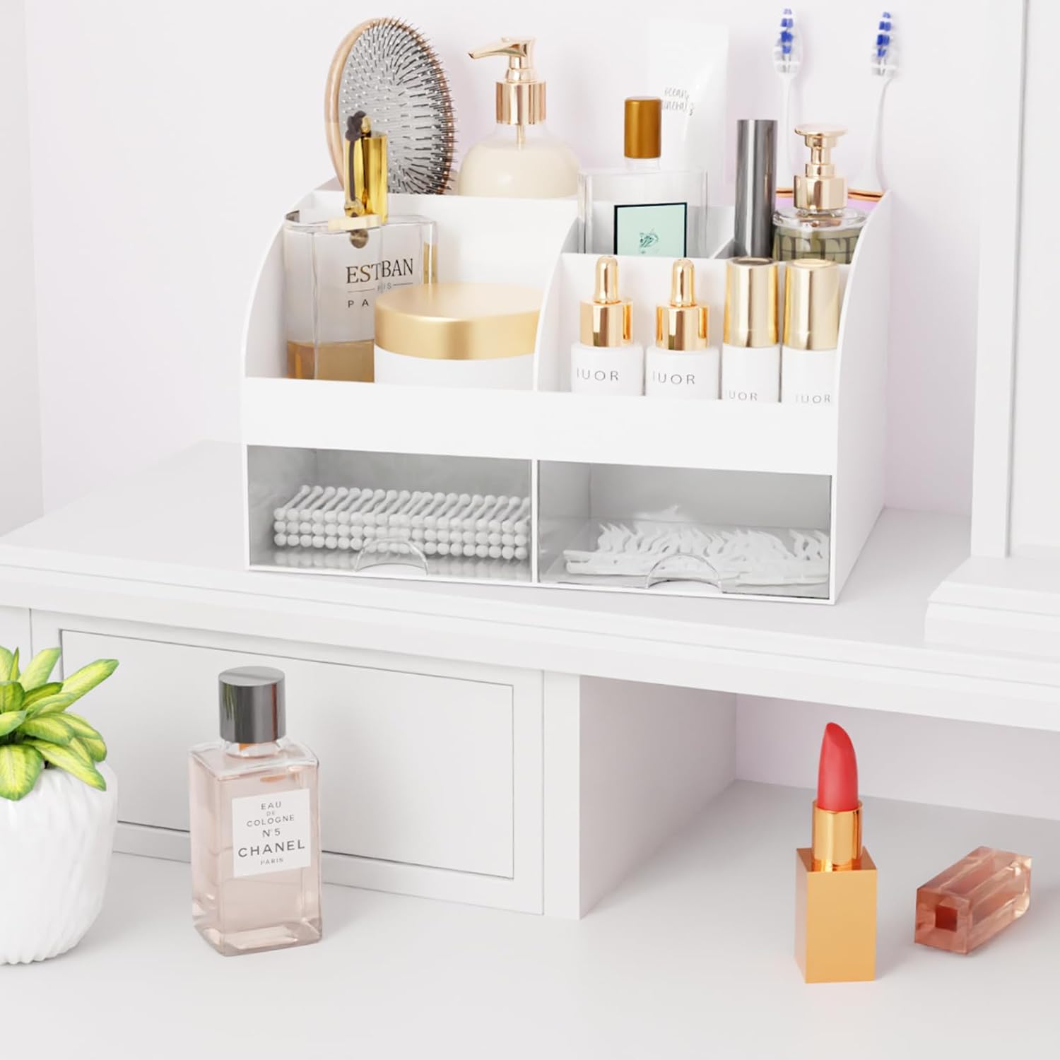 Makeup Organizer with Drawers for Vanity and Countertop