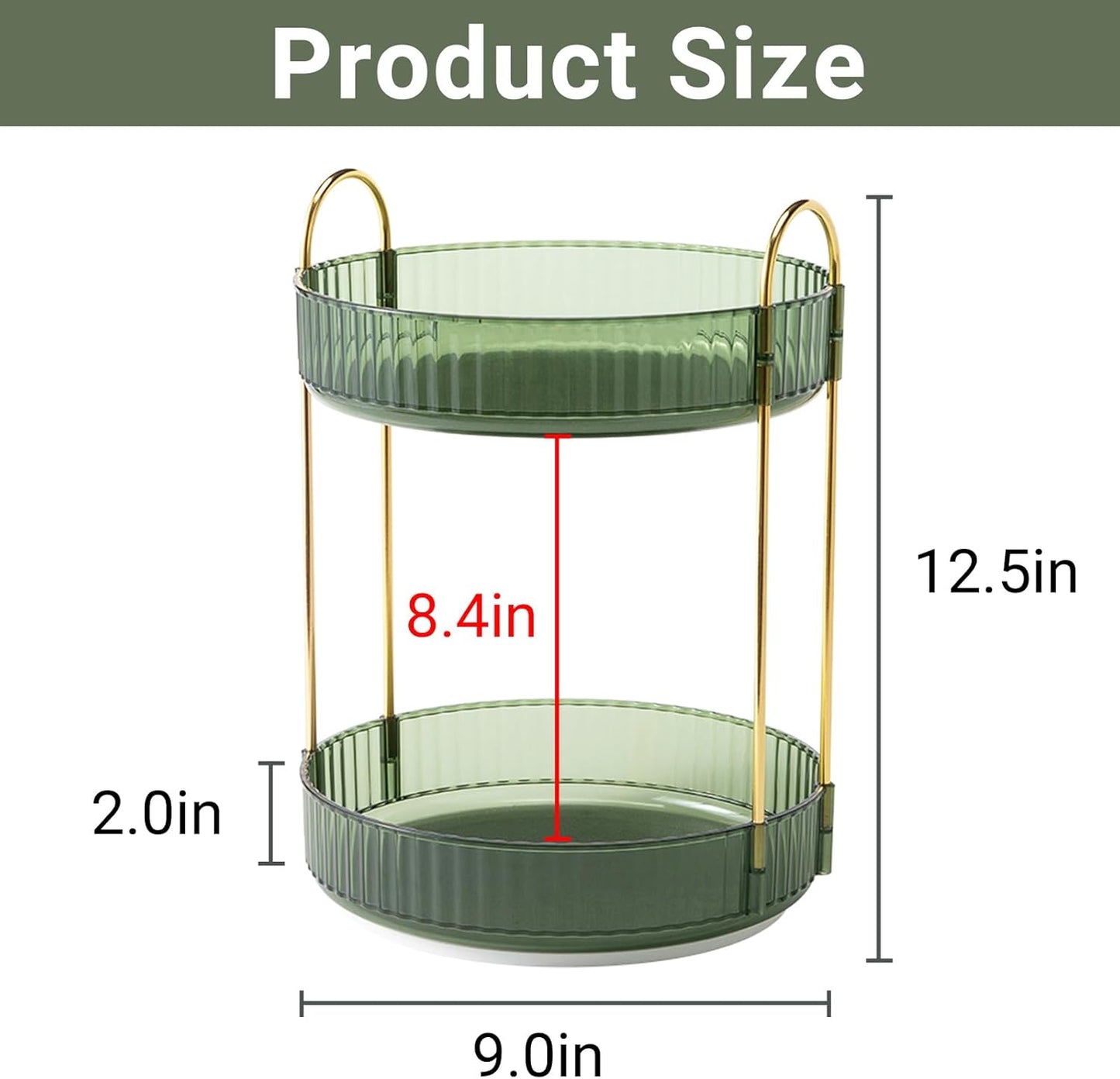 360° Rotating Makeup Organizer for Vanity – 2-Tier Large Capacity