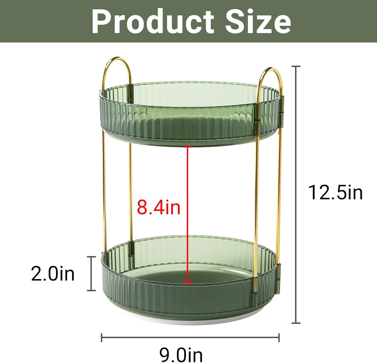 360° Rotating Makeup Organizer for Vanity – 2-Tier Large Capacity