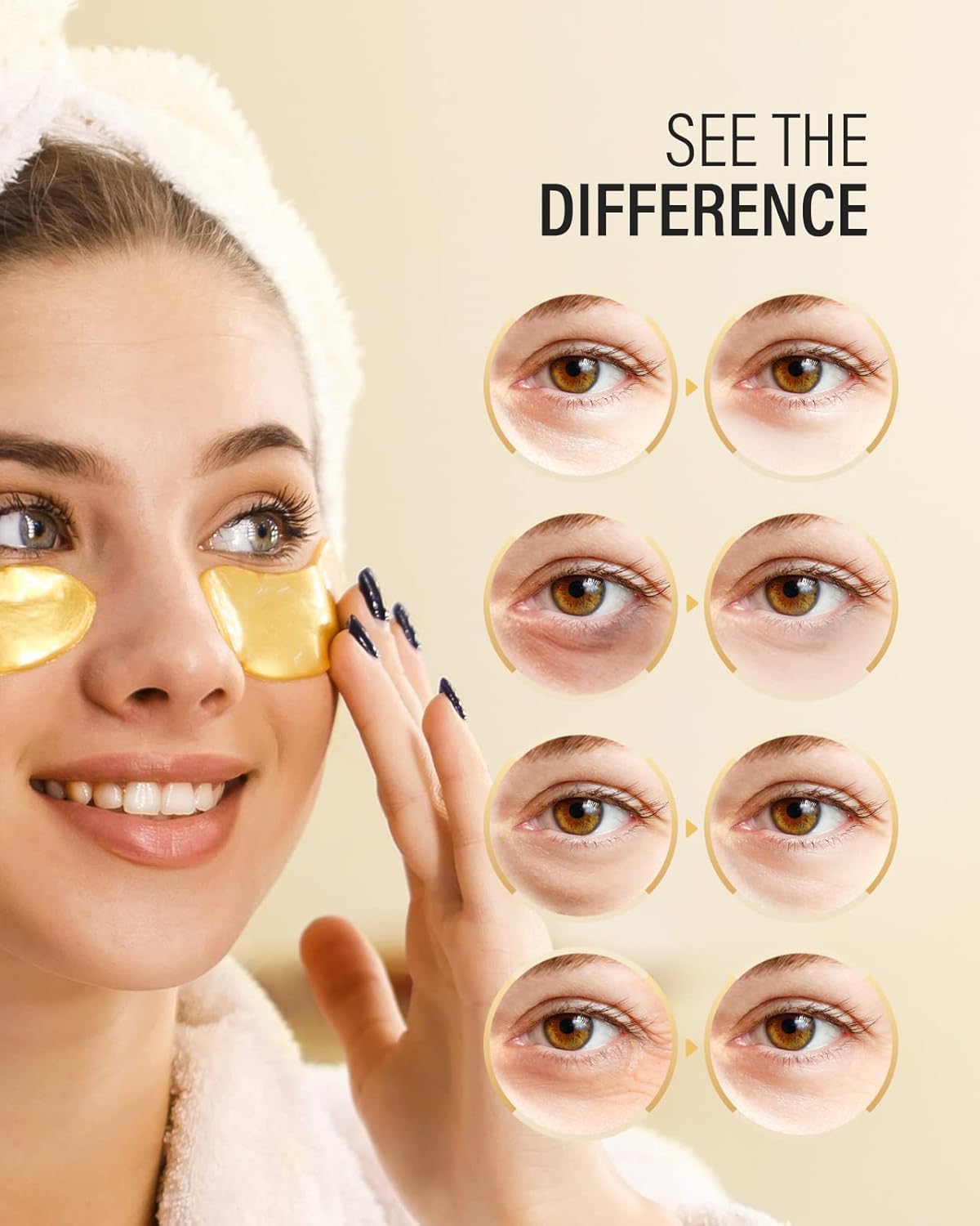 24K Gold Under Eye Masks – Hydrating Collagen Patches