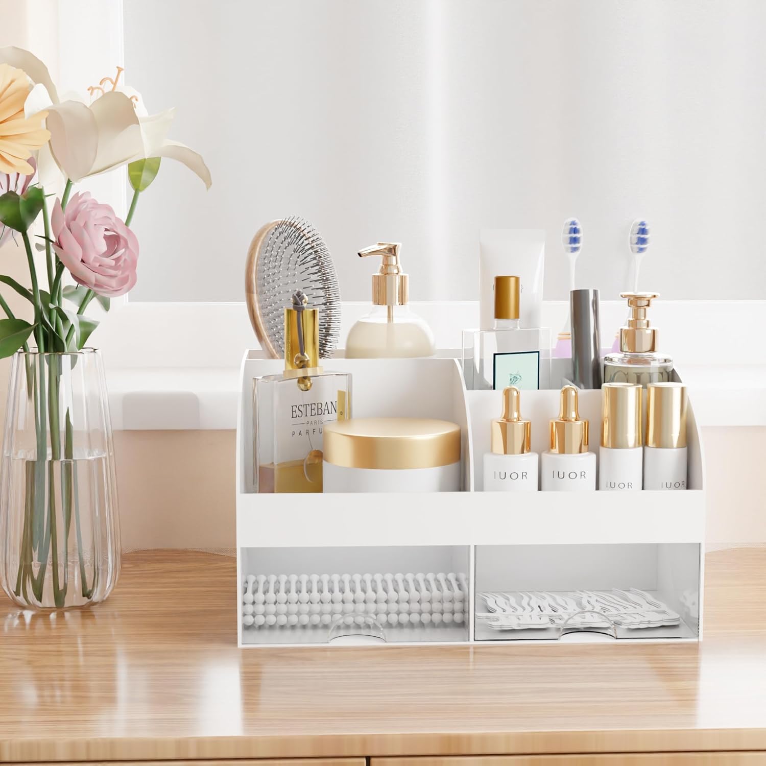 Makeup Organizer with Drawers for Vanity and Countertop