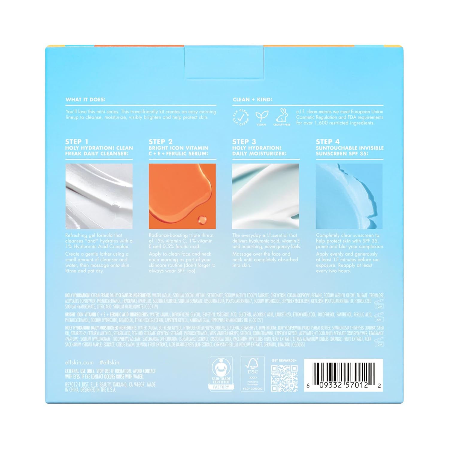 Travel Skincare Kit With Cleanser, Serum, SPF & Moisturizer