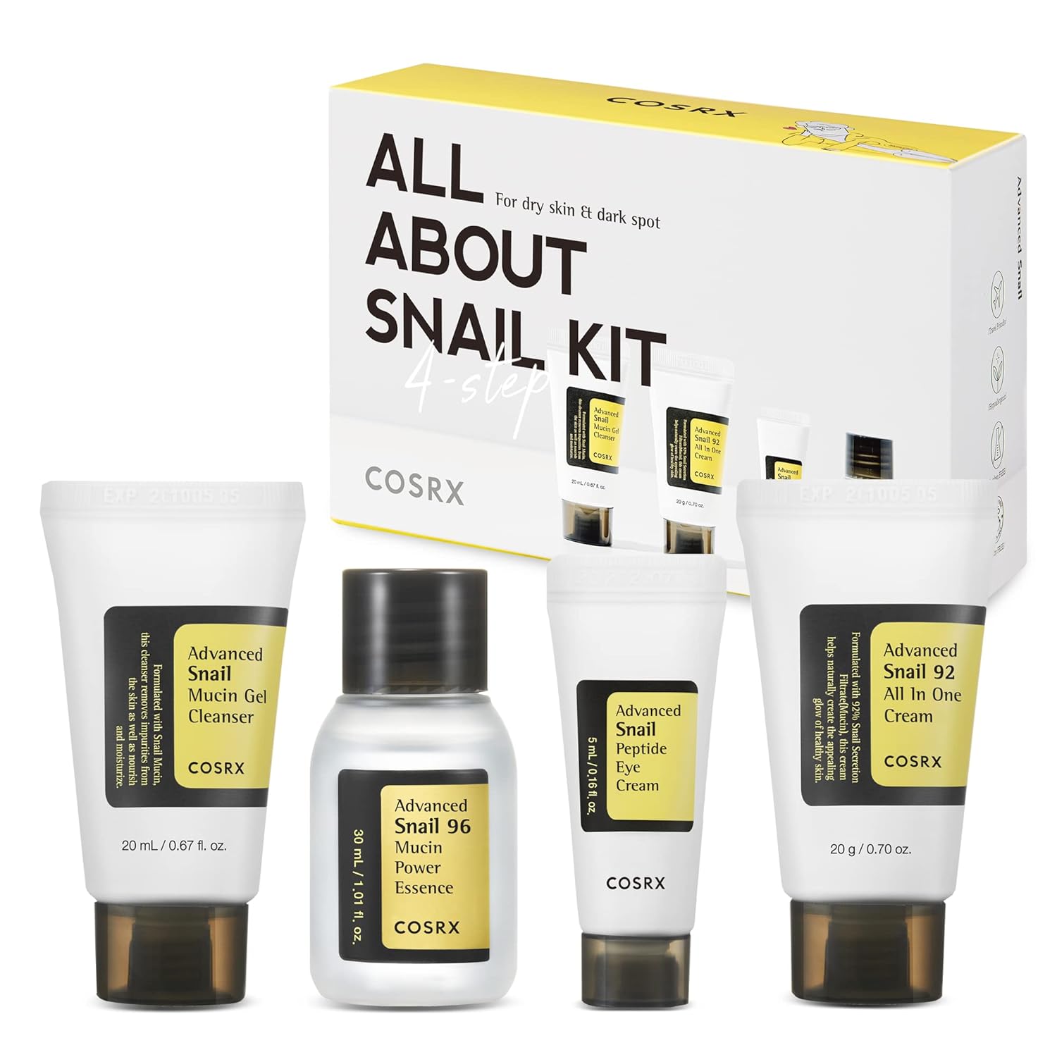 Snail Mucin Korean Skincare Set – Travel 4-Step Kit
