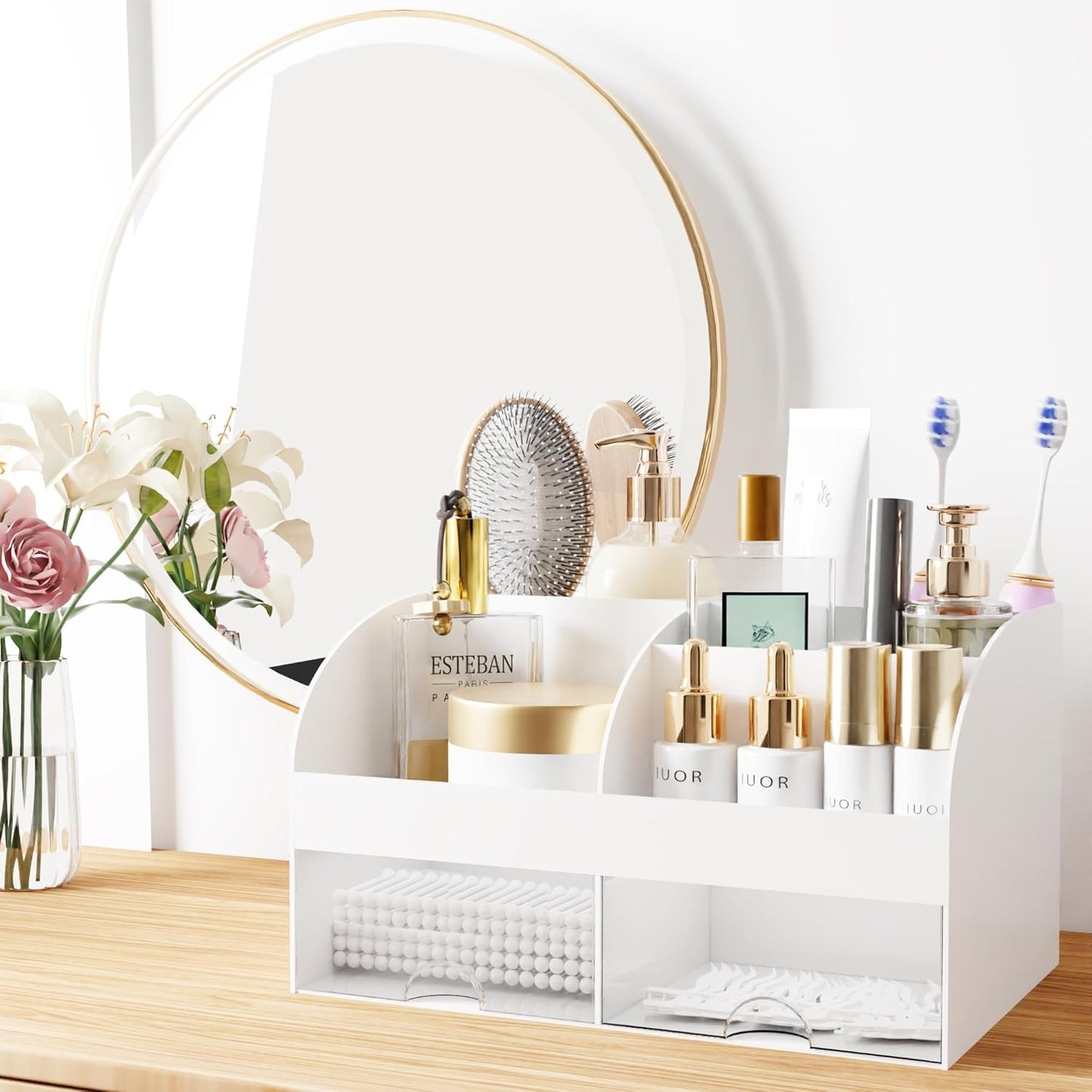 Makeup Organizer with Drawers for Vanity and Countertop