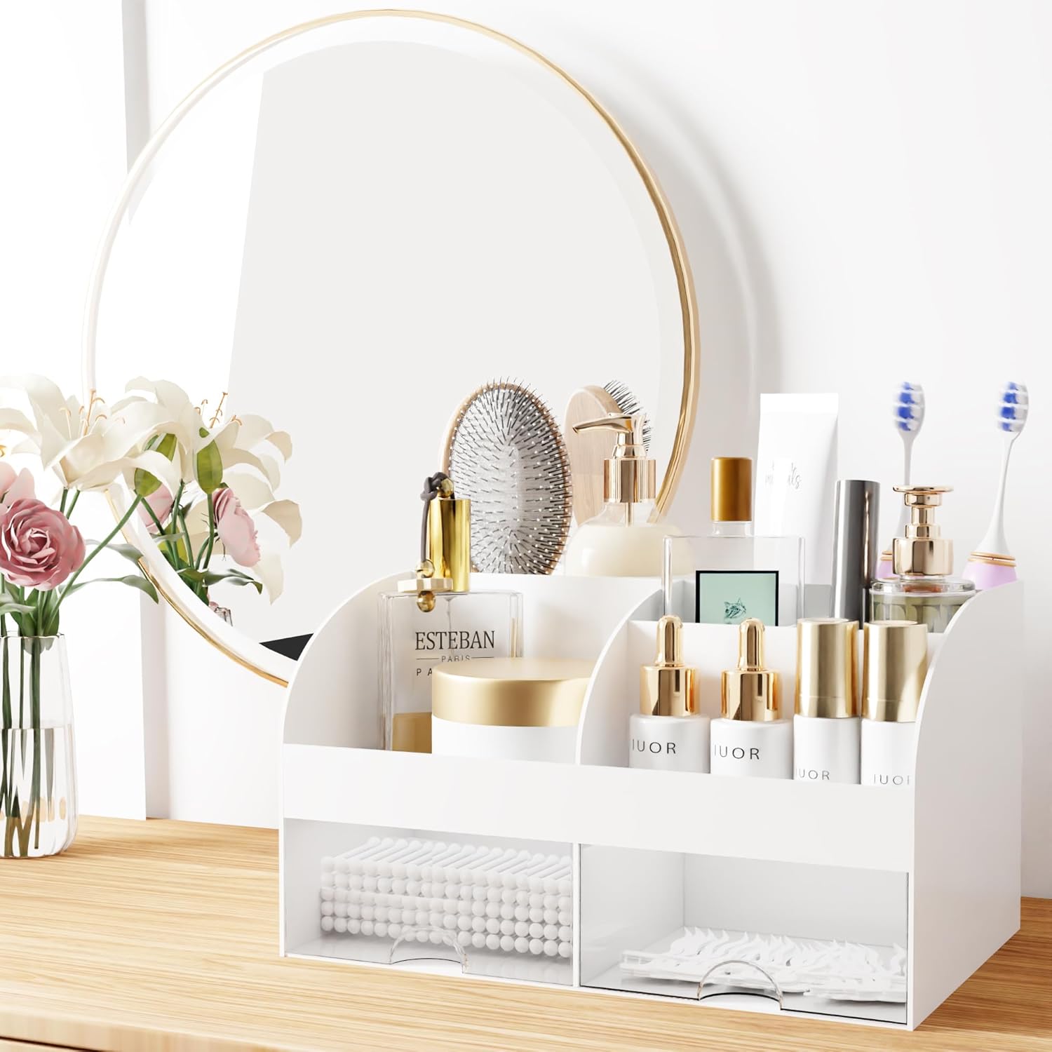 Makeup Organizer with Drawers for Vanity and Countertop