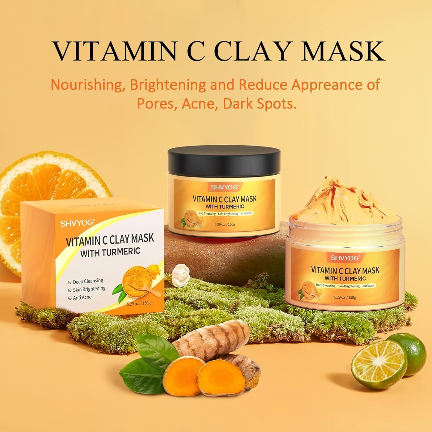 Turmeric Vitamin C Clay Face Mask – Deep Cleansing 150 g
