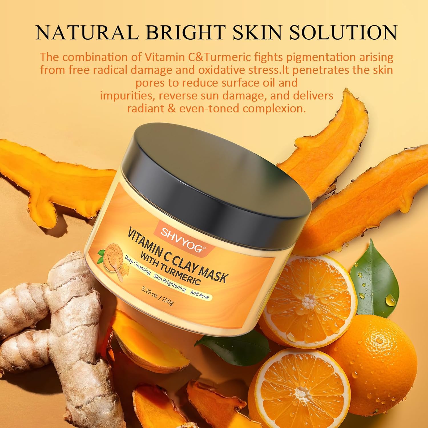 Turmeric Vitamin C Clay Face Mask – Deep Cleansing 150 g