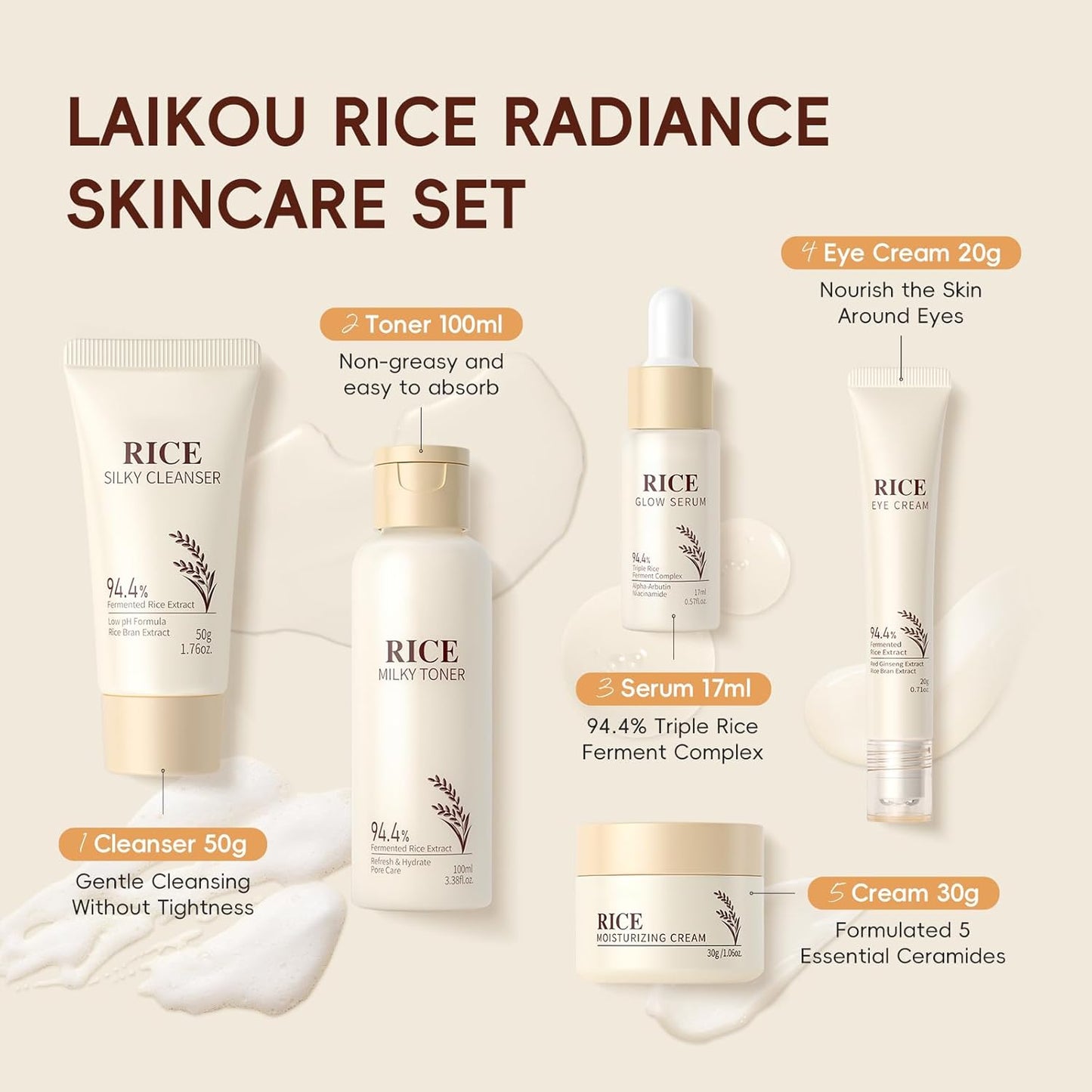 Rice Skincare Set for Glowing Skin – 5-Piece Face Kit