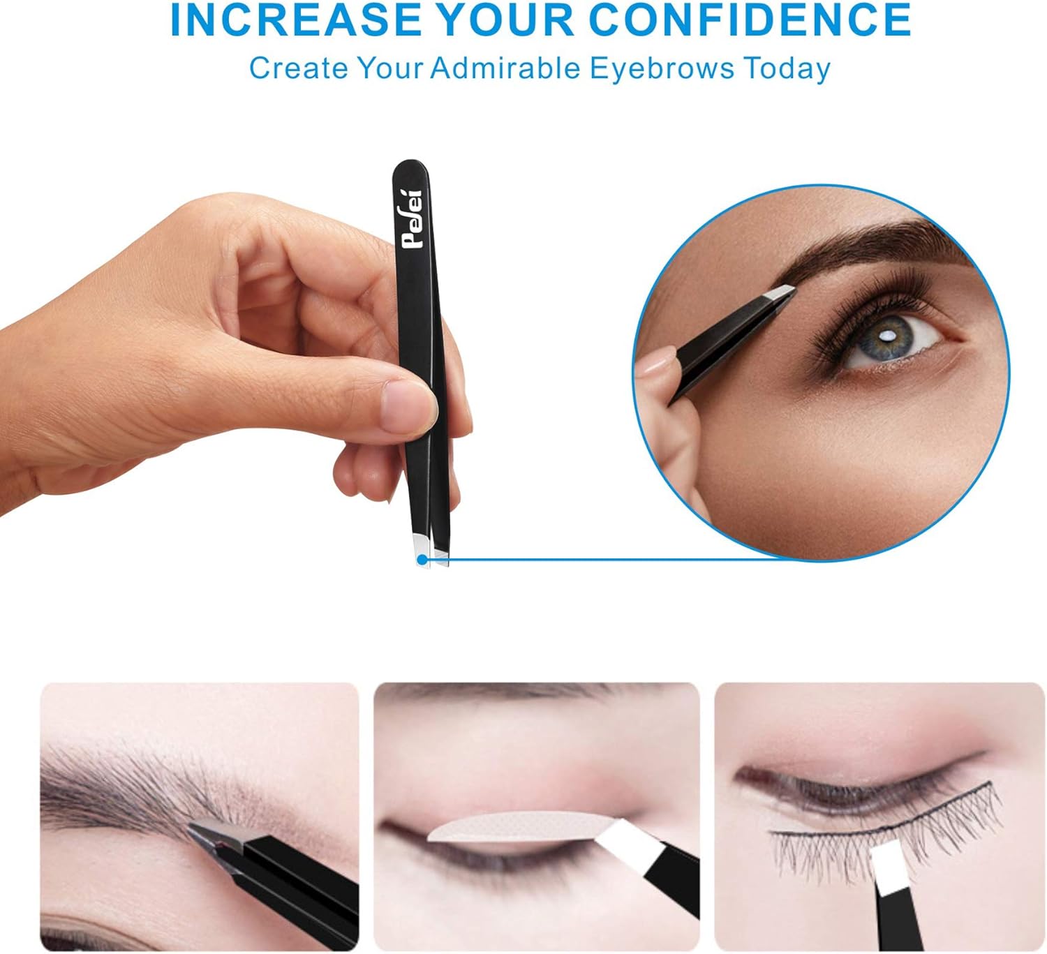 Stainless Steel Eyebrow Tweezers Set – Precision Hair Removal