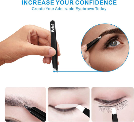 Stainless Steel Eyebrow Tweezers Set – Precision Hair Removal