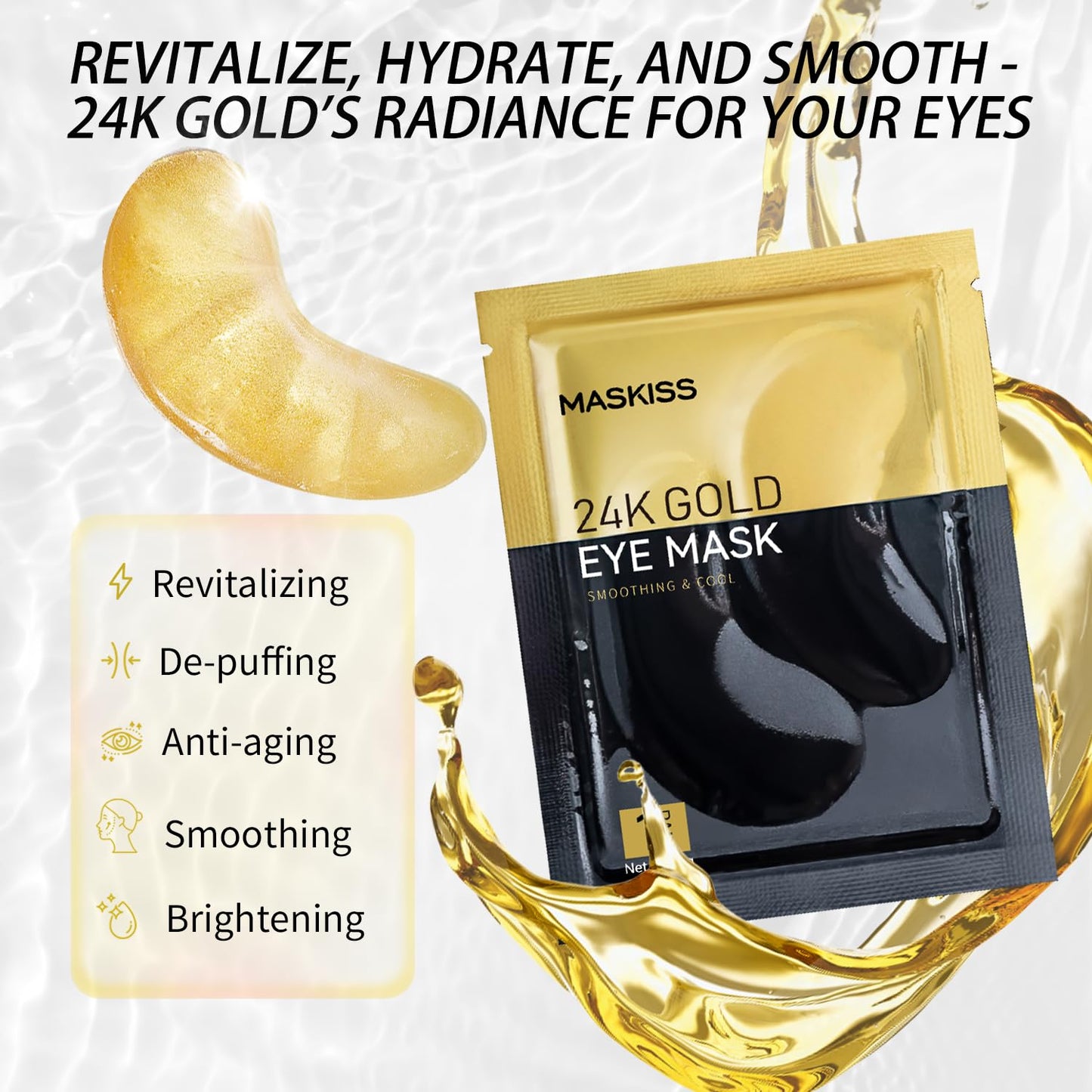 24K Gold Under Eye Masks – Hydrating Collagen Patches