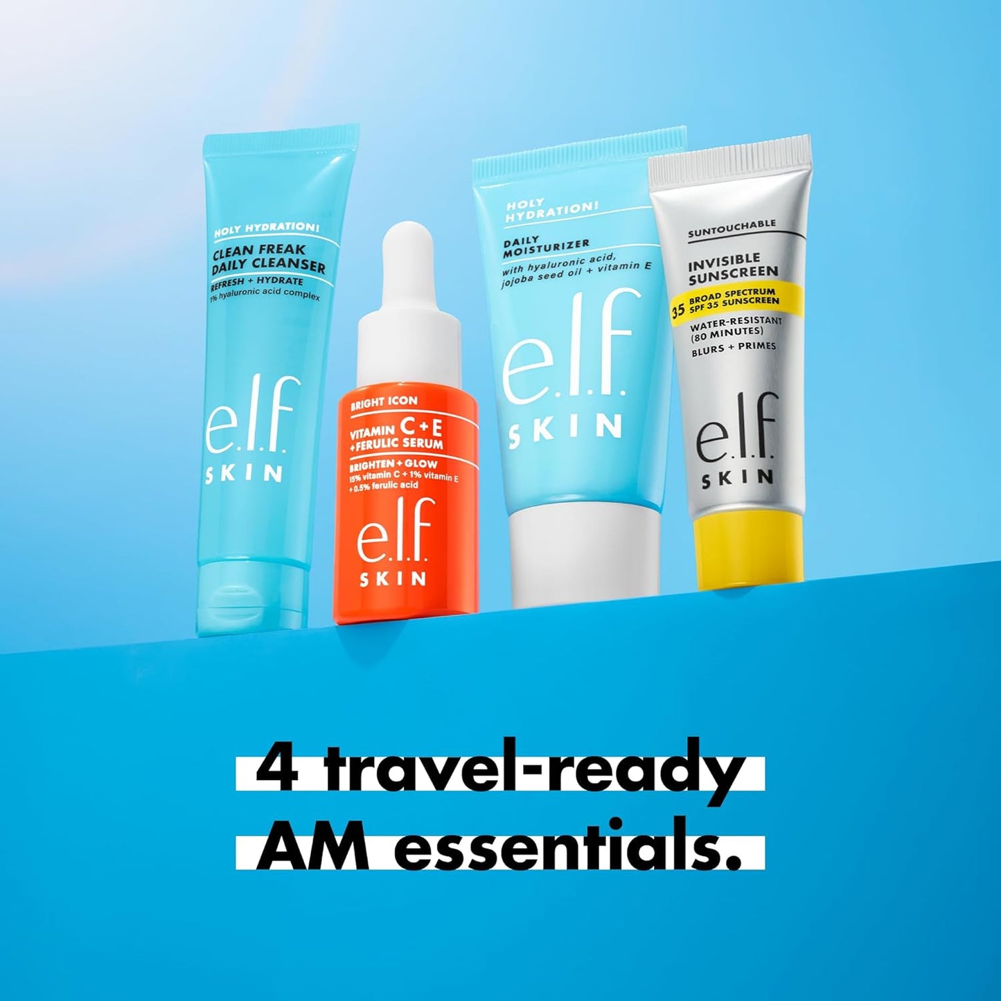Travel Skincare Kit With Cleanser, Serum, SPF & Moisturizer