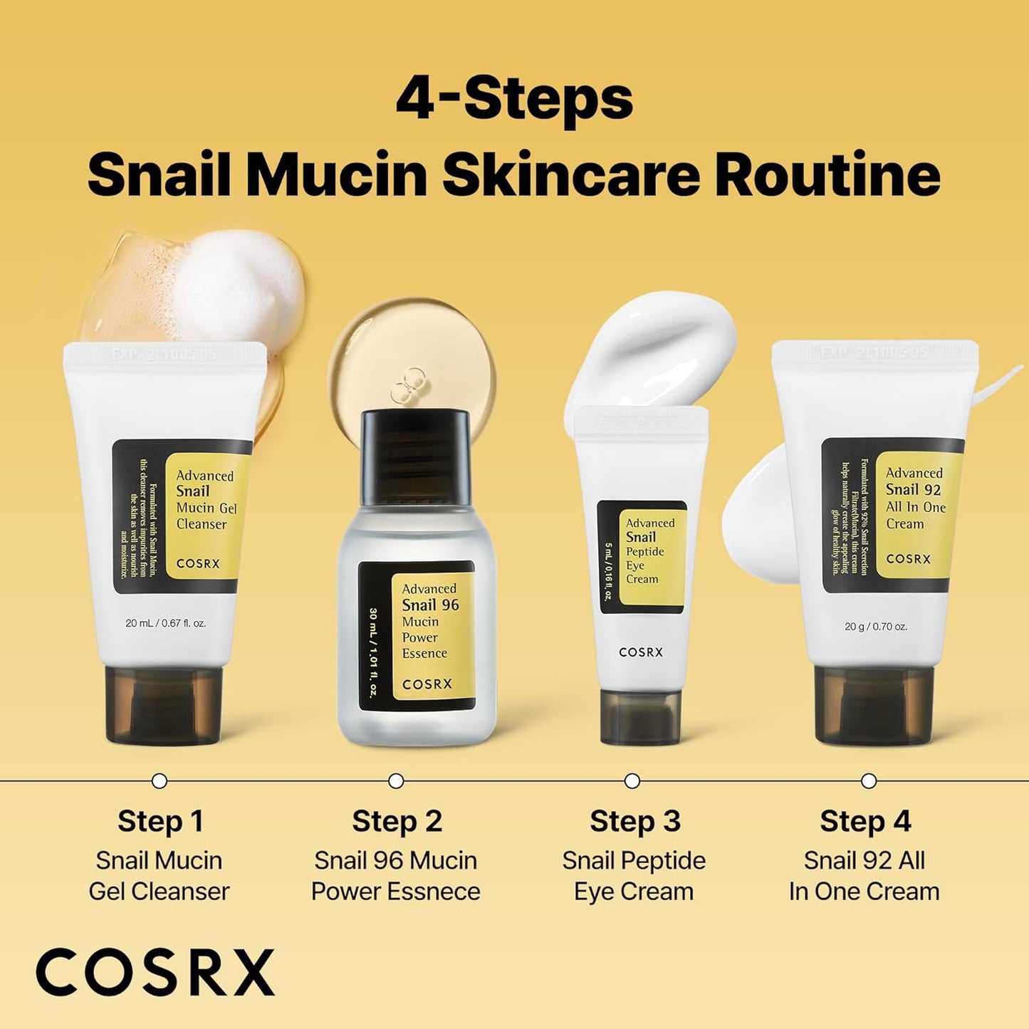 Snail Mucin Korean Skincare Set – Travel 4-Step Kit