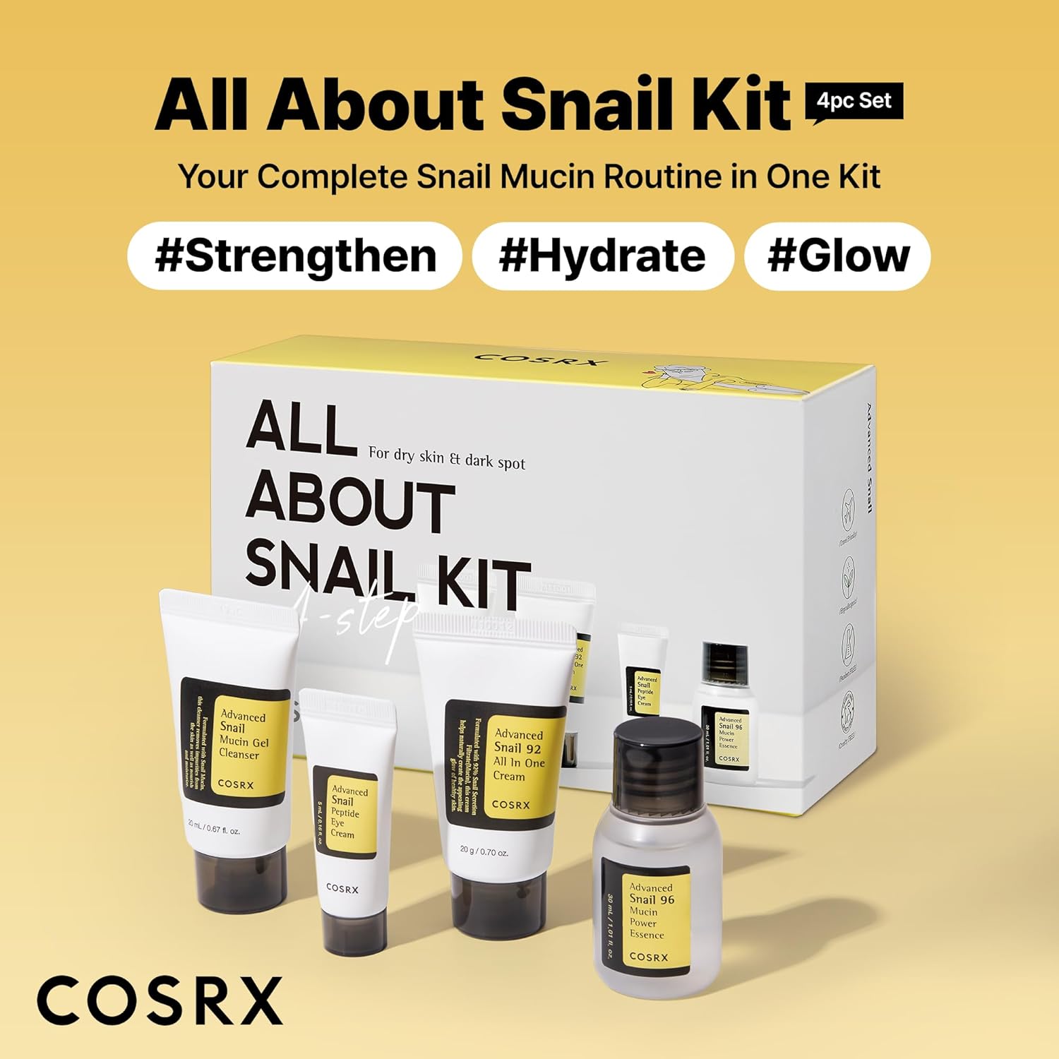 Snail Mucin Korean Skincare Set – Travel 4-Step Kit