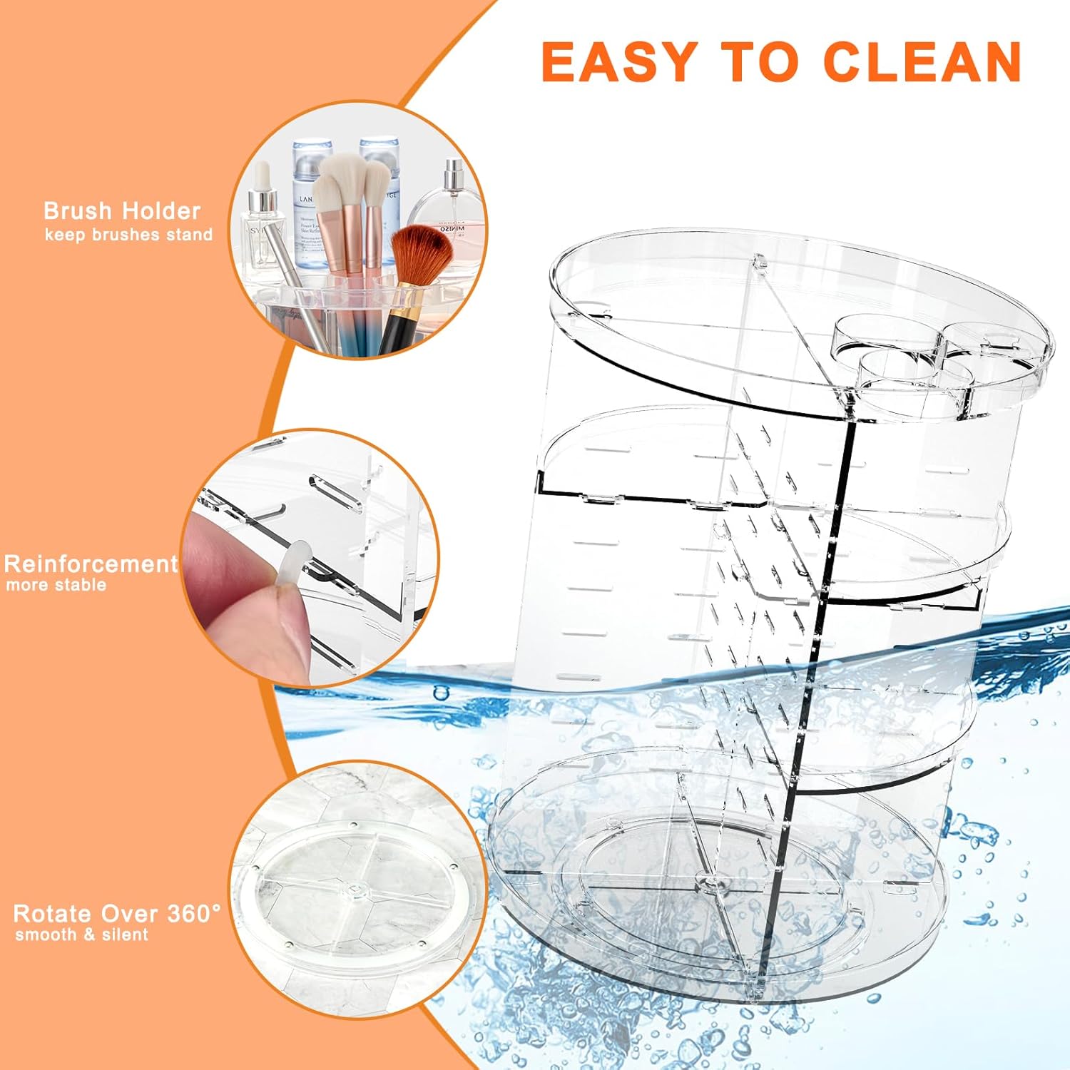 Rotating Makeup Organizer with 8 Adjustable Tiers