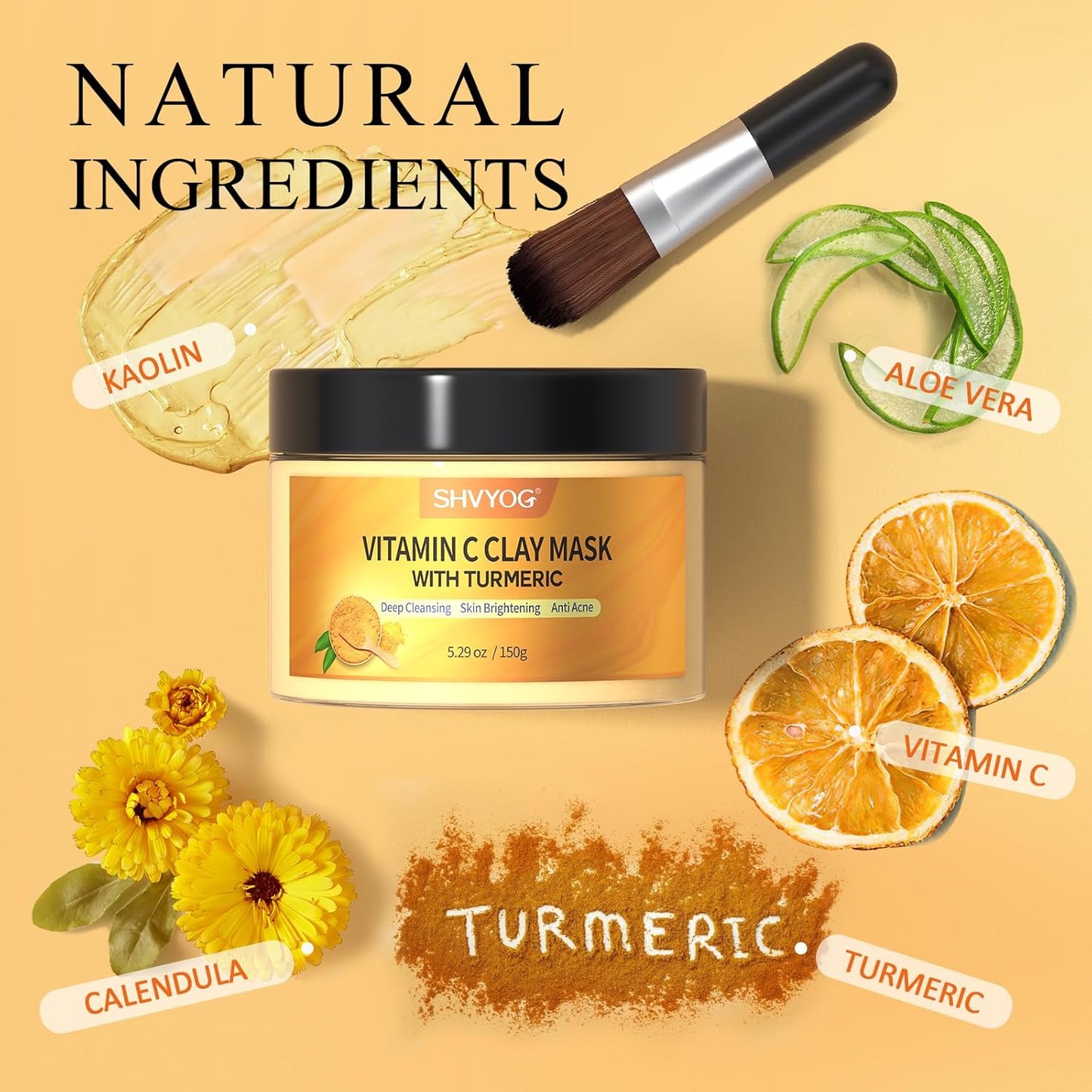 Turmeric Vitamin C Clay Face Mask – Deep Cleansing 150 g