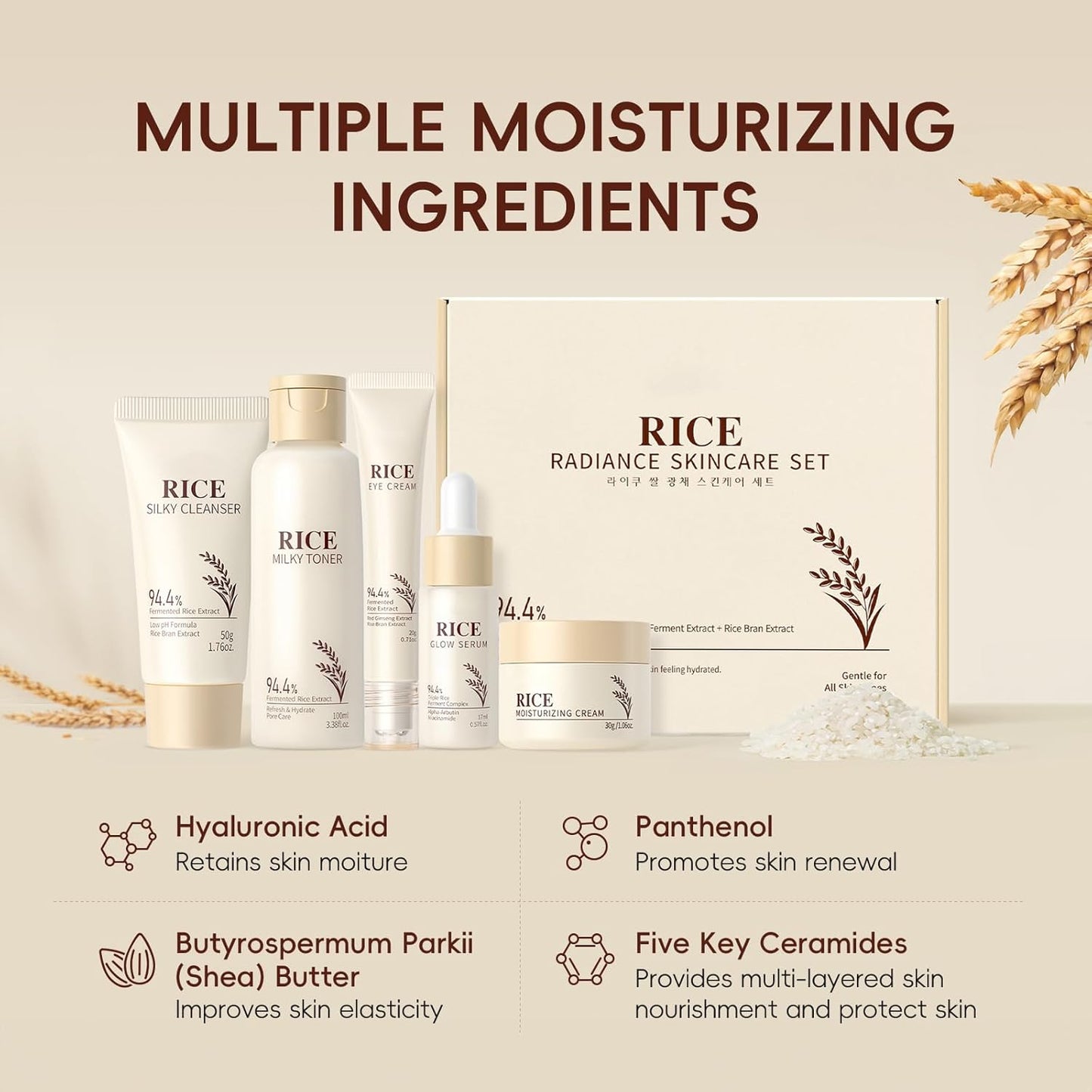 Rice Skincare Set for Glowing Skin – 5-Piece Face Kit