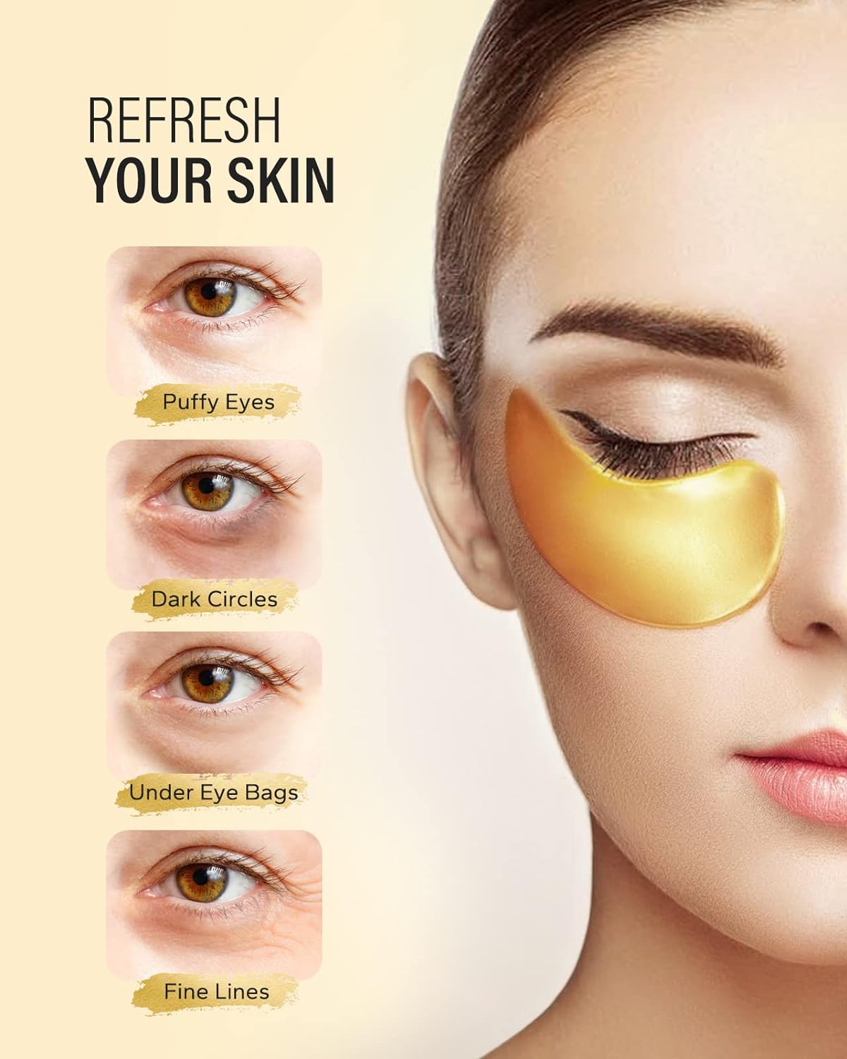 24K Gold Under Eye Masks – Hydrating Collagen Patches