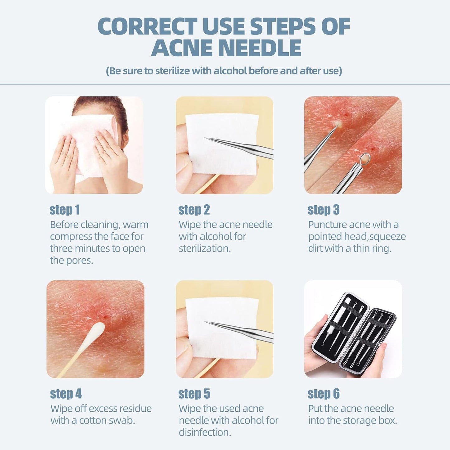 Stainless Steel Blackhead Remover Comedone Extractor Kit