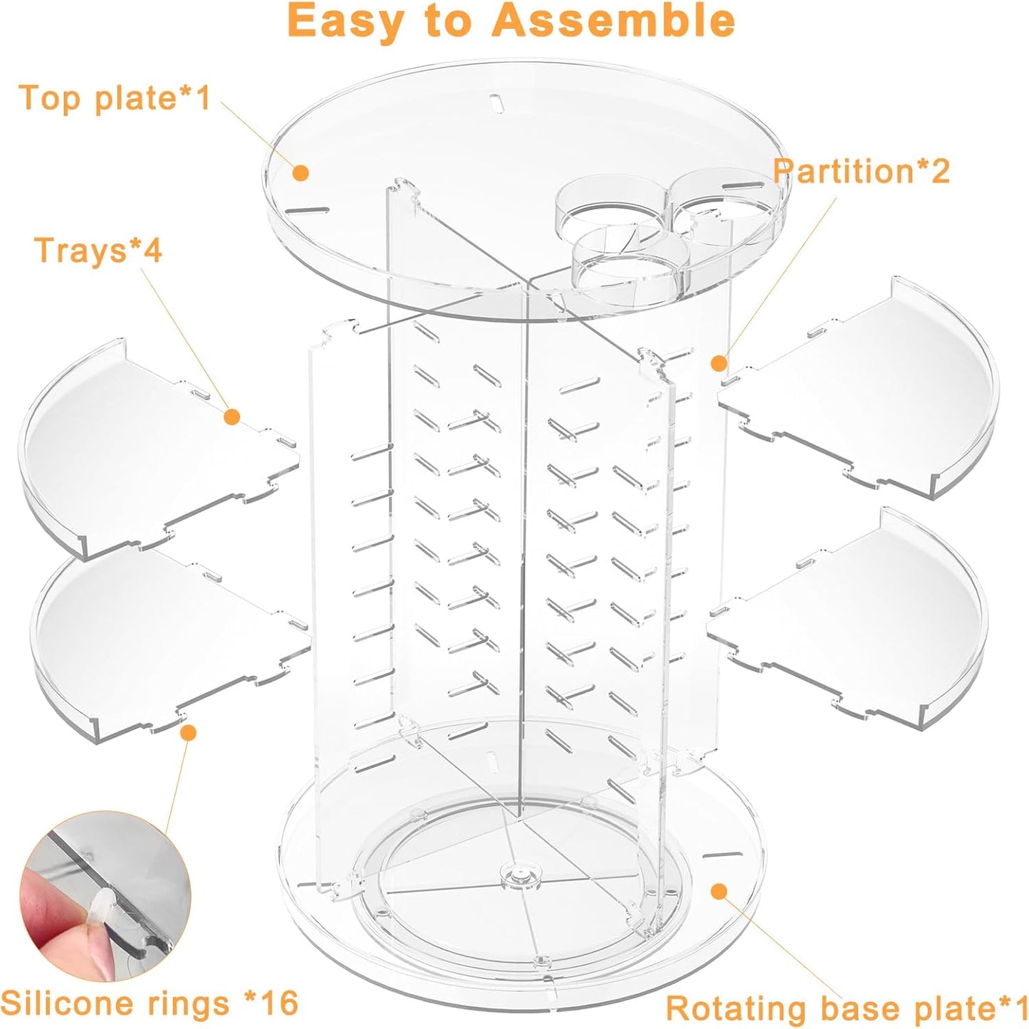 Rotating Makeup Organizer with 8 Adjustable Tiers