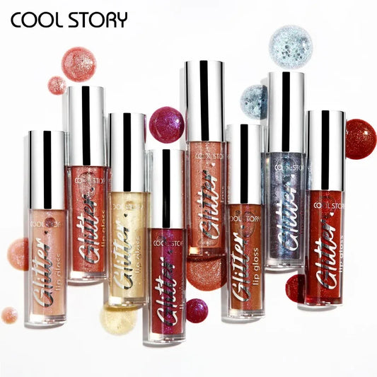 Skin Haven shimmering pearl lip gloss in 8 sparkling colors with high shine, glitter, and moisturizing formula for a glossy finish.