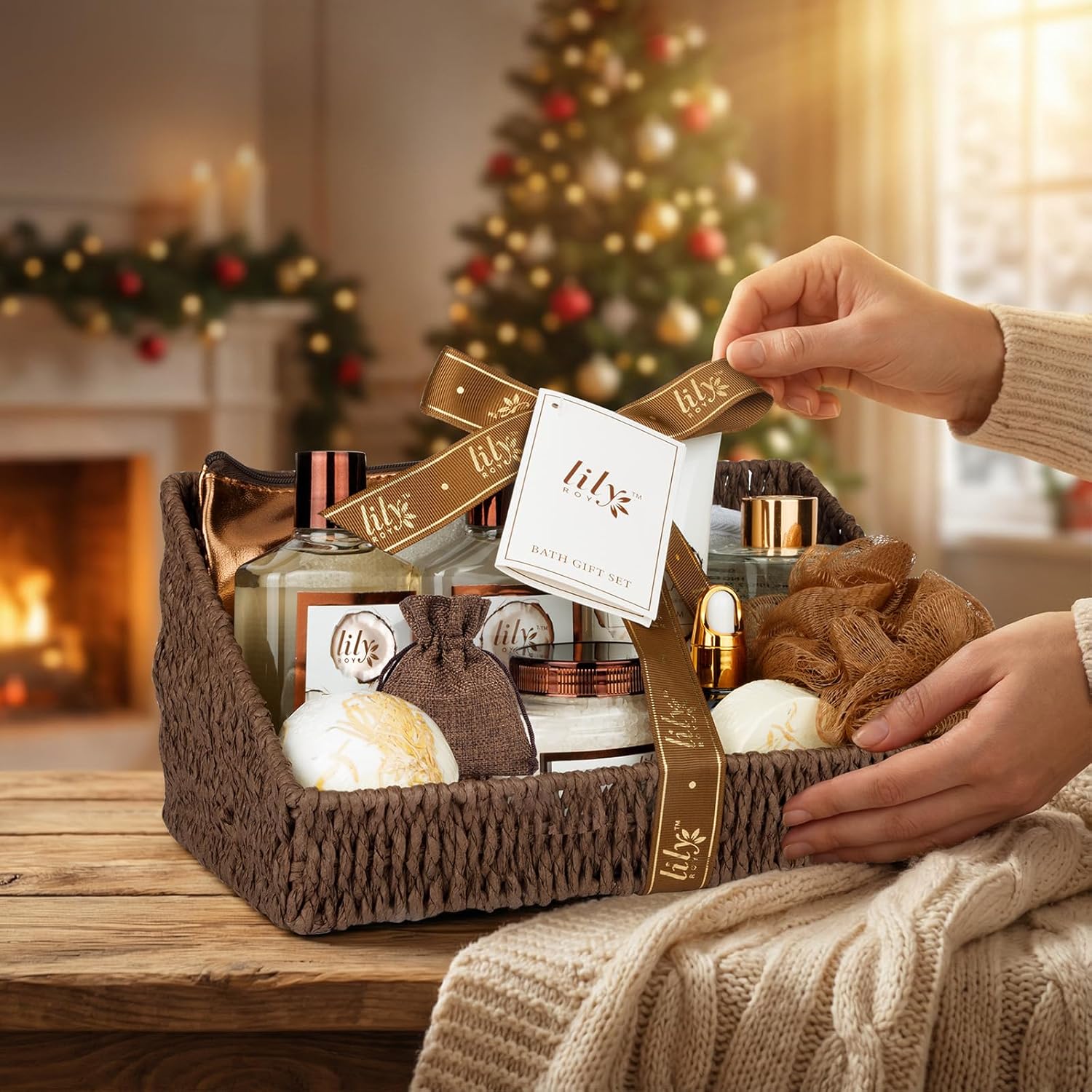 Coconut Vanilla Spa Gift Basket – 17-Piece Bath Set