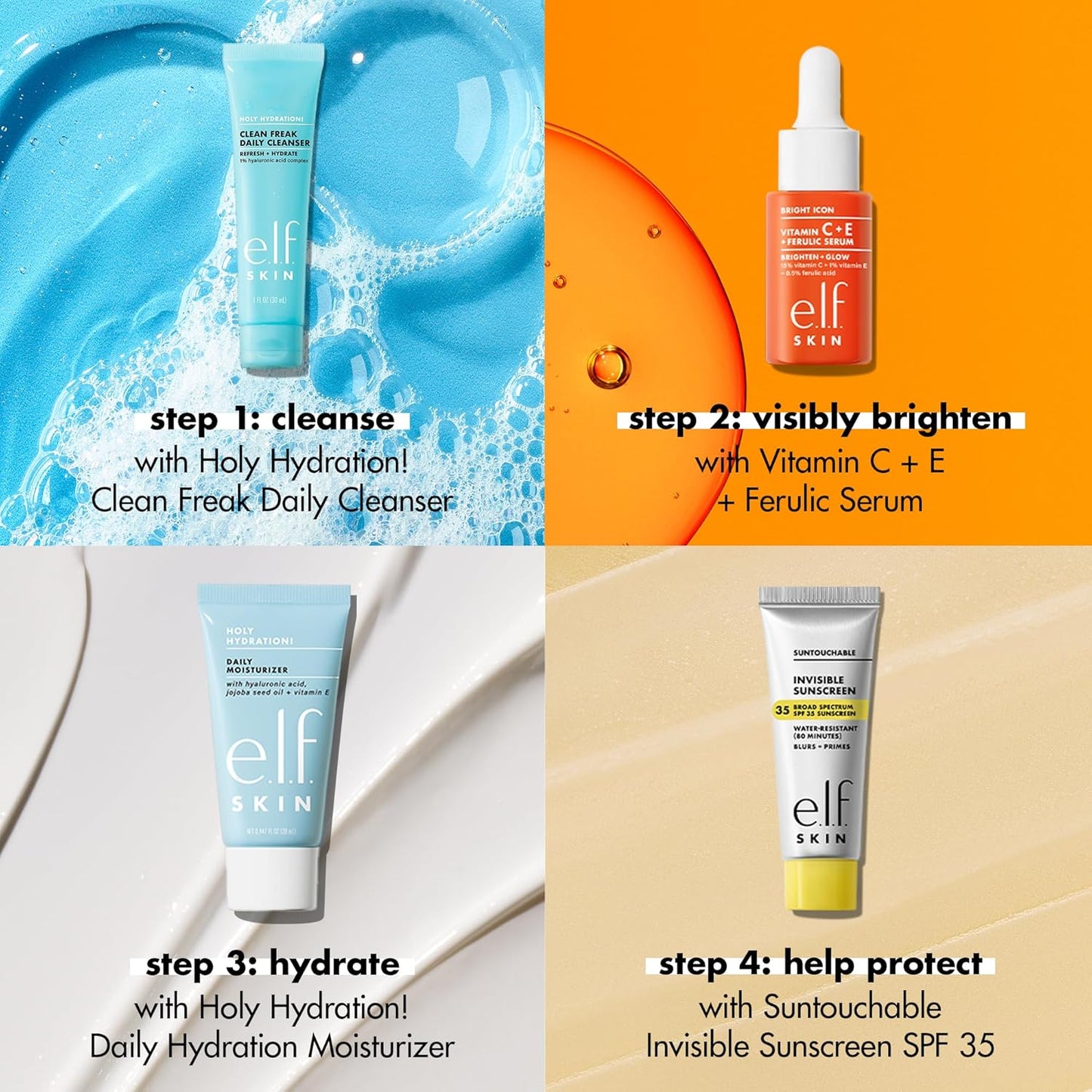 Travel Skincare Kit With Cleanser, Serum, SPF & Moisturizer