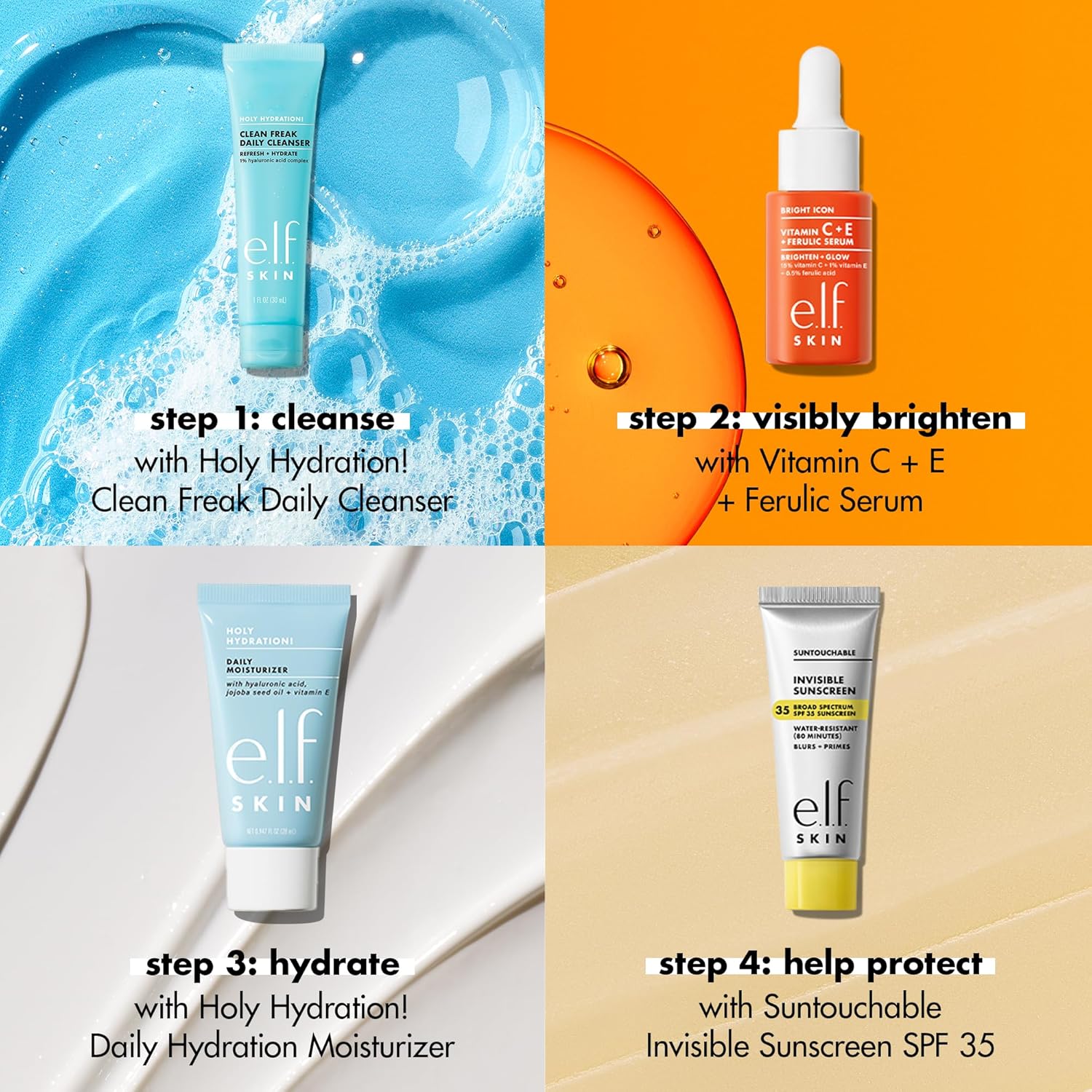 Travel Skincare Kit With Cleanser, Serum, SPF & Moisturizer