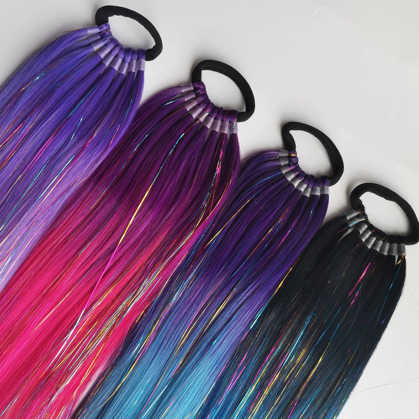 Kids Ombre Tinsel Ponytail Extension With Elastic Tie