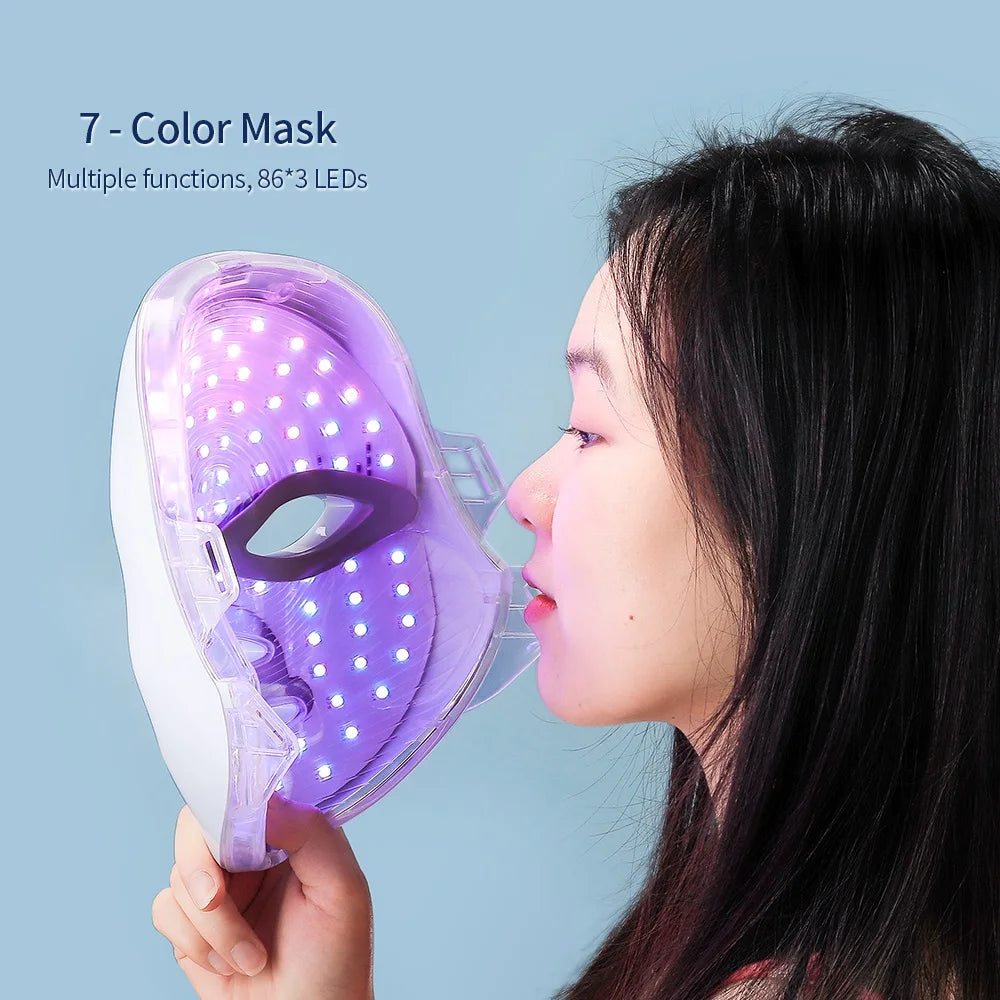 7-Color LED Facial Mask With Neck – Skin Firming Care