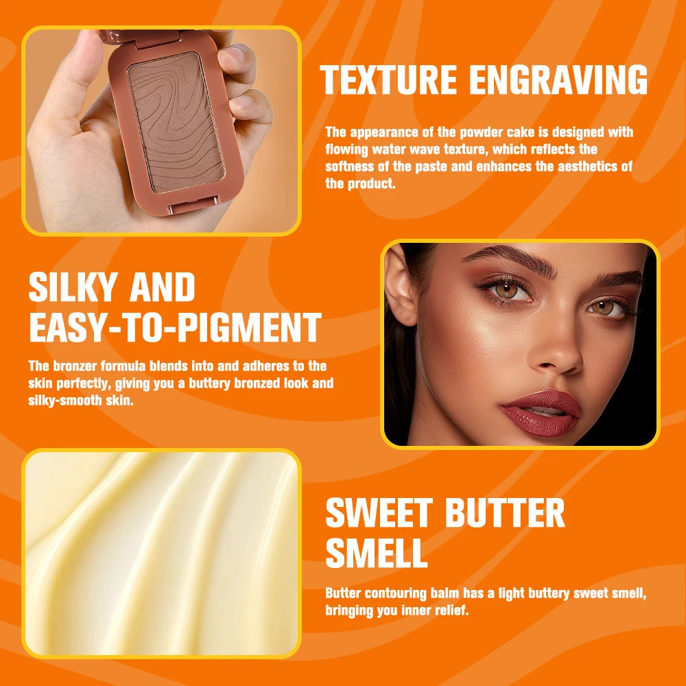Matte Powder Bronzer & Highlighter Palette for Face