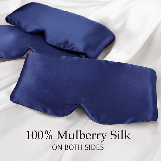 Soft silk sleep mask by Skin Haven for restful sleep and wellness, shown in a smooth, luxurious fabric with an elastic strap.