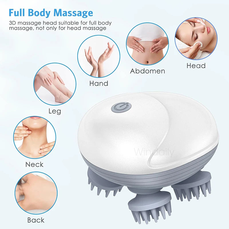 Electric Scalp Massager – Deep Kneading & Waterproof