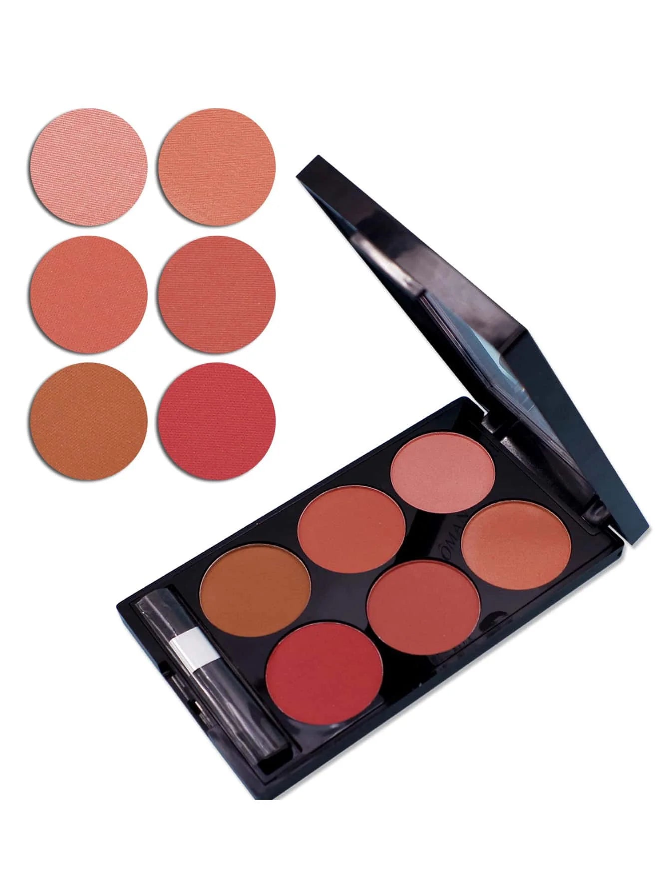 6-Color Blush & Contour Palette – Matte and Pearlescent