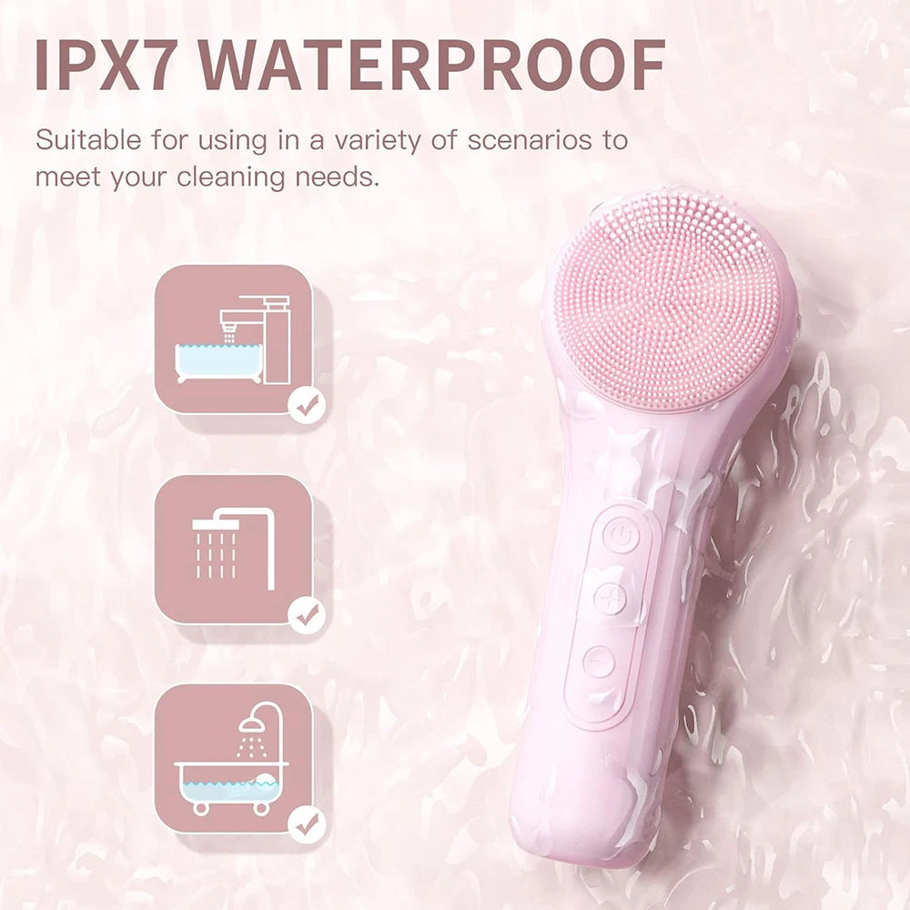 Sonic Silicone Facial Cleansing Brush With Heat Massage